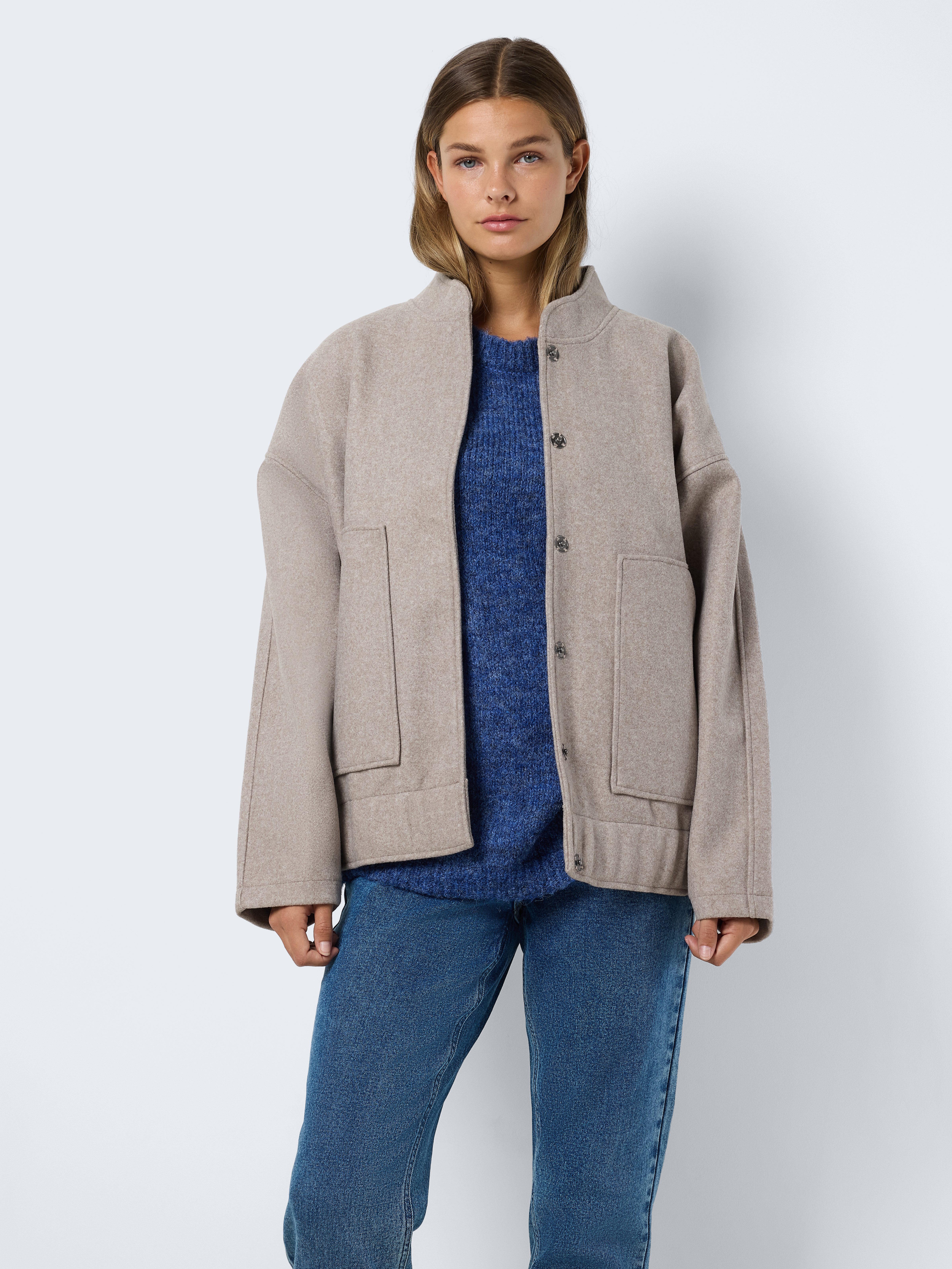 Noisy may Blousejasje NMHALSTON L/S BOMBER JACKET WVN NOOS dames jacks maat XL (42) bruin
