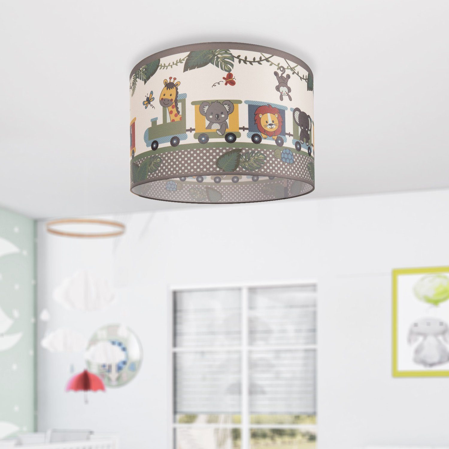 Paco Home Plafondlamp Diamond 635 Kinderlamp plafondlamp LED kinderkamer lamp trek dieren, E27