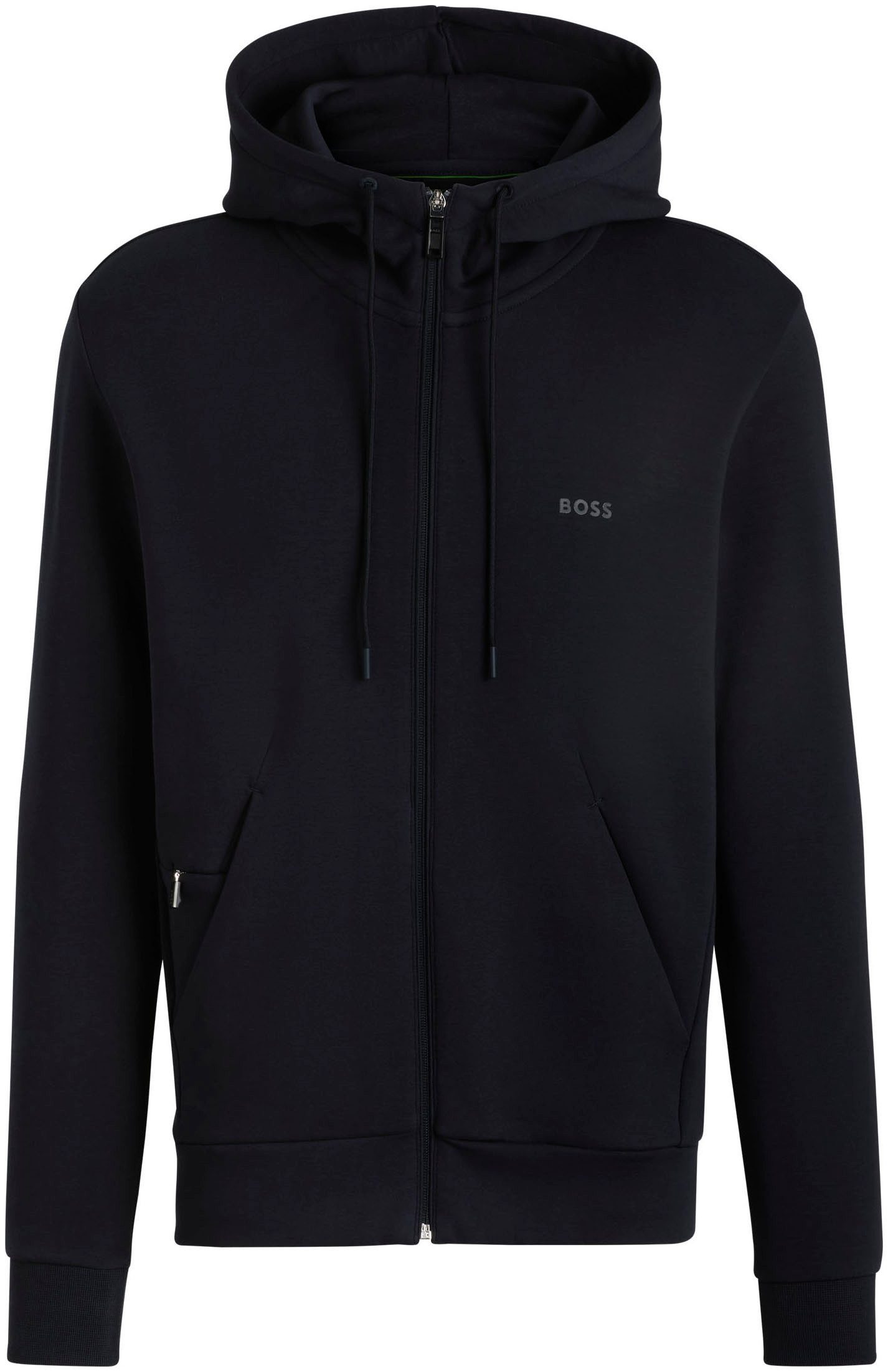 BOSS GREEN Capuchonsweatvest Saggy met boss print