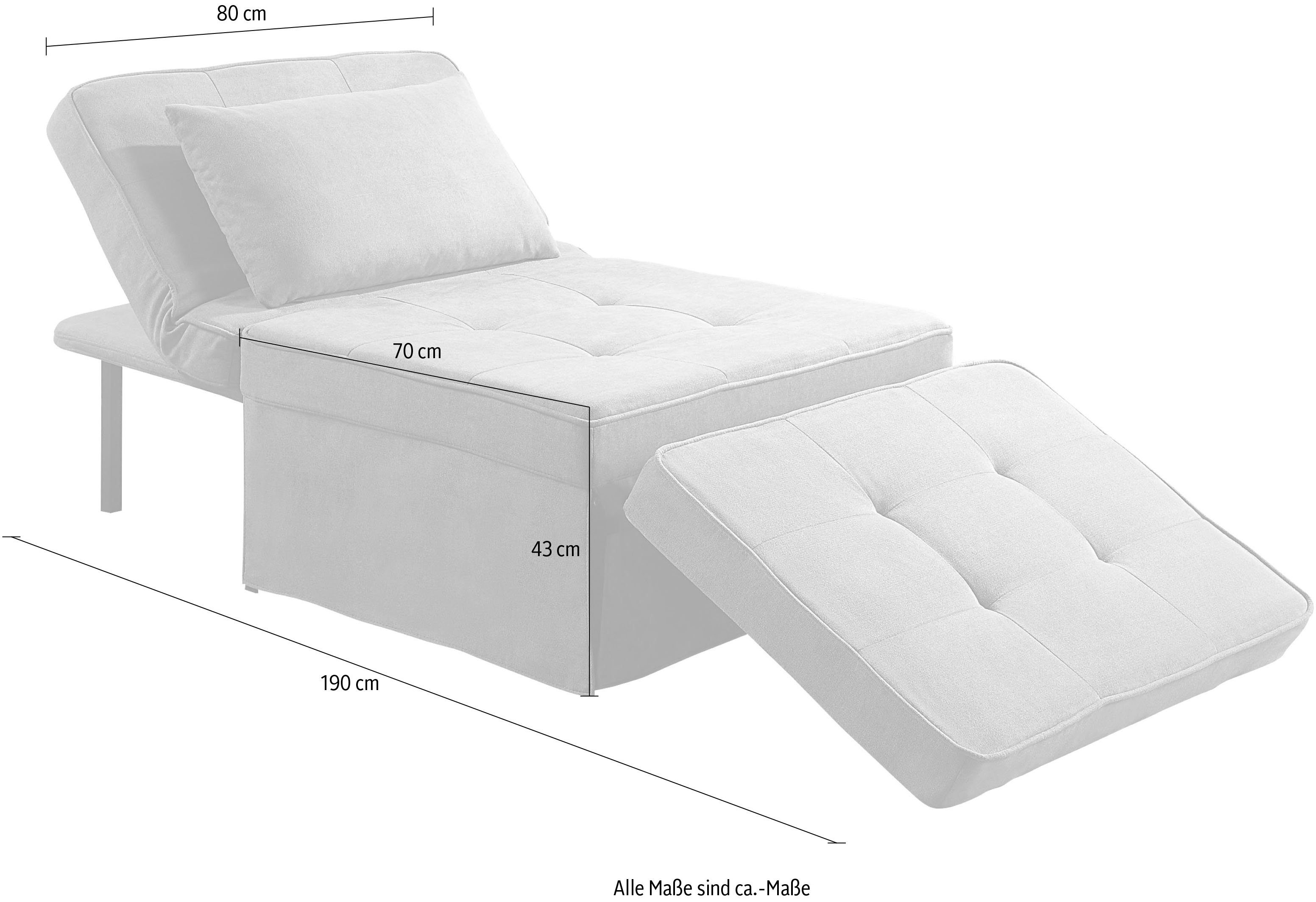 ATLANTIC home collection Slaapbank Finn te veranderen in een loungestoel, relaxfauteuil en logeerbed, incl. kussen