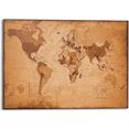 reinders! artprint wereldkaart vintage - landkaart - continenten (1 stuk) bruin