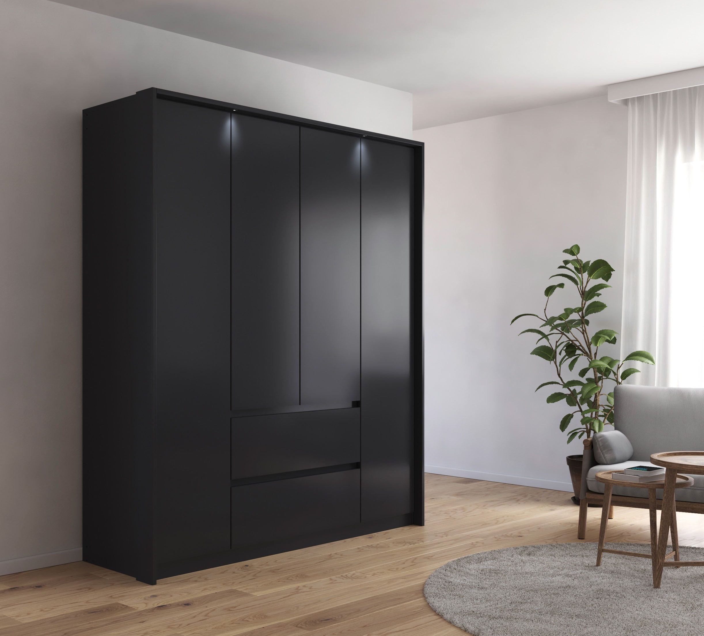 rauch Draaideurkast Mainz met passe-partout optioneel met verlichting, buitendeuren met push-to-openfunctie