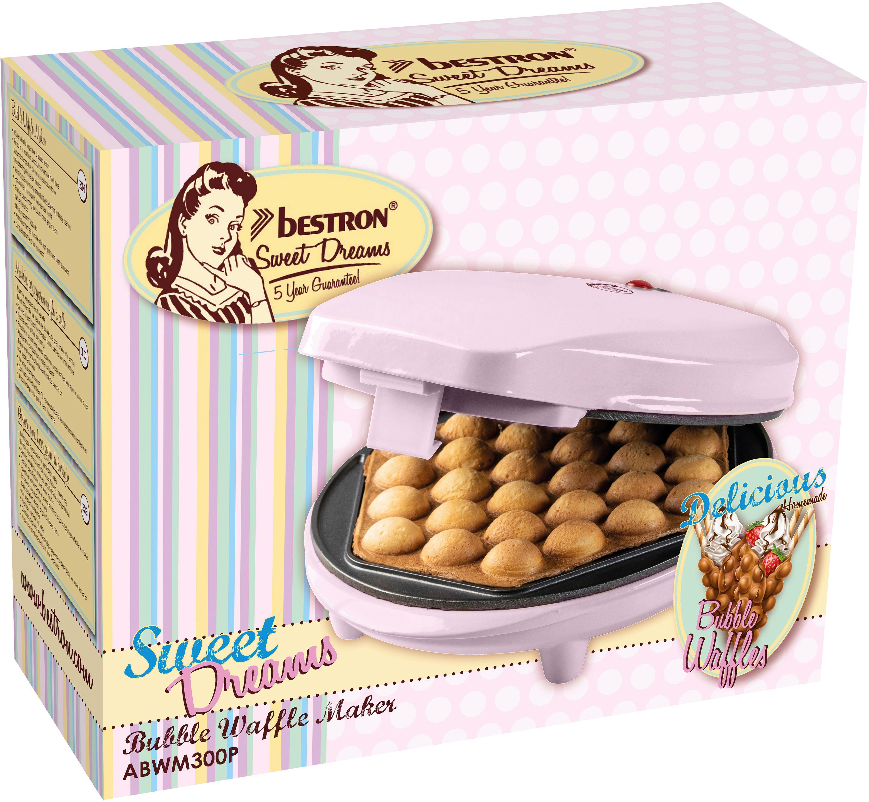bestron Wafelijzer ABWM300 voor bubble wafels die gevuld kunnen worden, met controlelampje & antiaanbaklaag