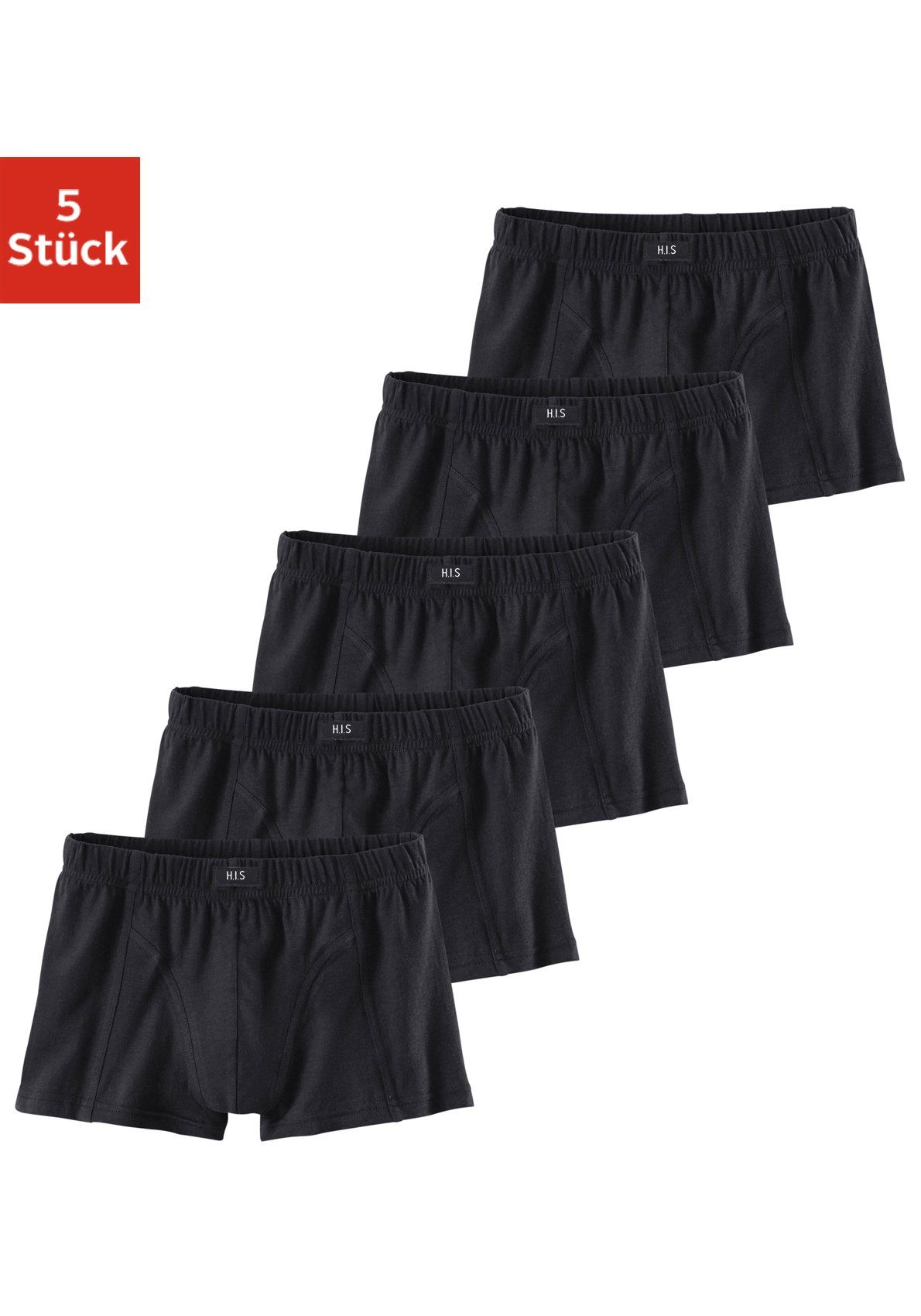 H.I.S Boxershort voor heren voor jongens, in verschillende kleuren of slechts zwart (set, 5 stuks)