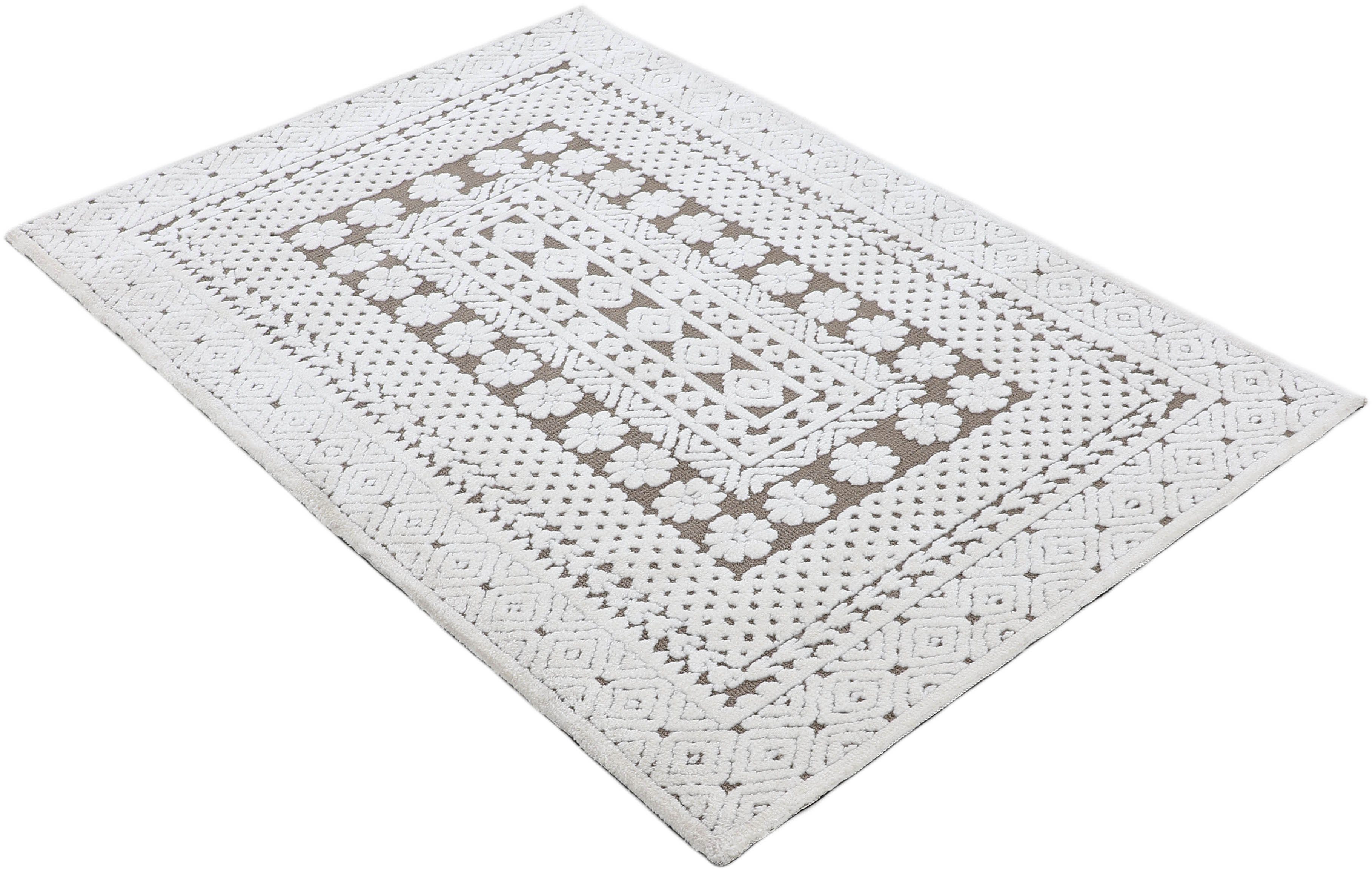 carpetfine Vloerkleed Holly 1 Bloemenmotief, hoog-laag structuur, woonkamer