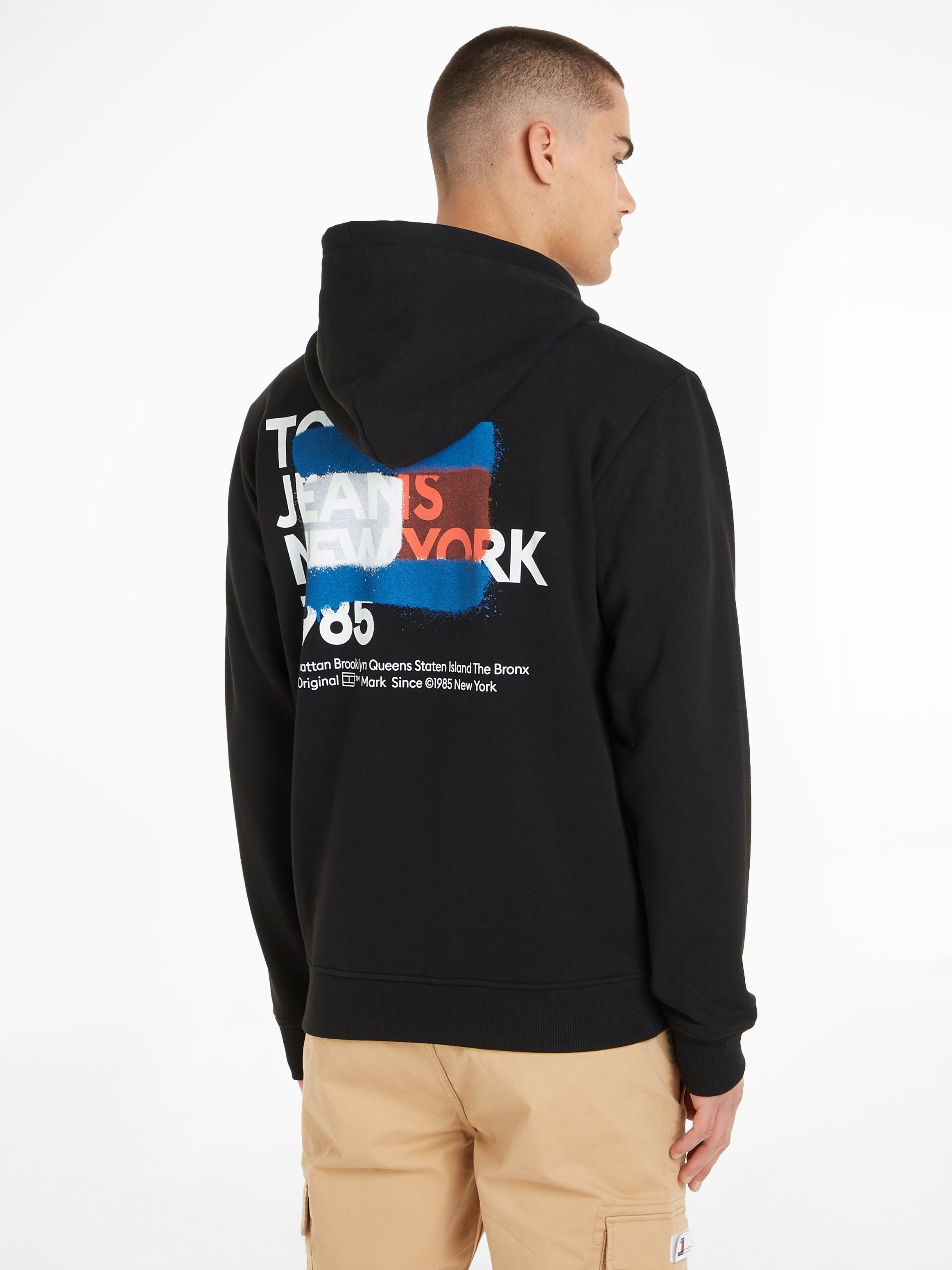 TOMMY JEANS Sweatvest TJM REG GRAFFITI ZIP TRU dubbelzijdig bedrukt met modieuze print