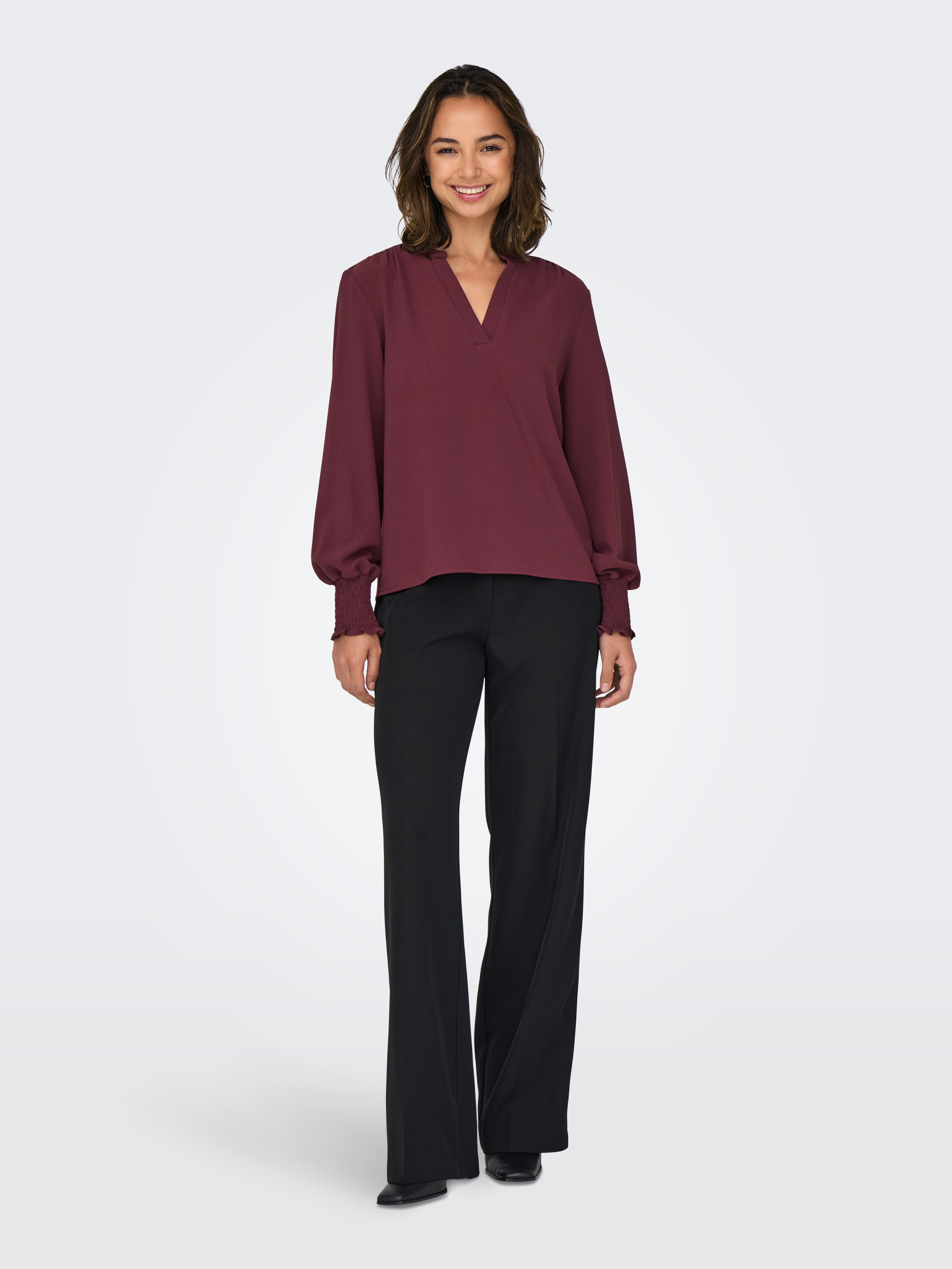 Only Shirt ONLMETTE V-NECK LS SMOCK TOP NOOS WVN