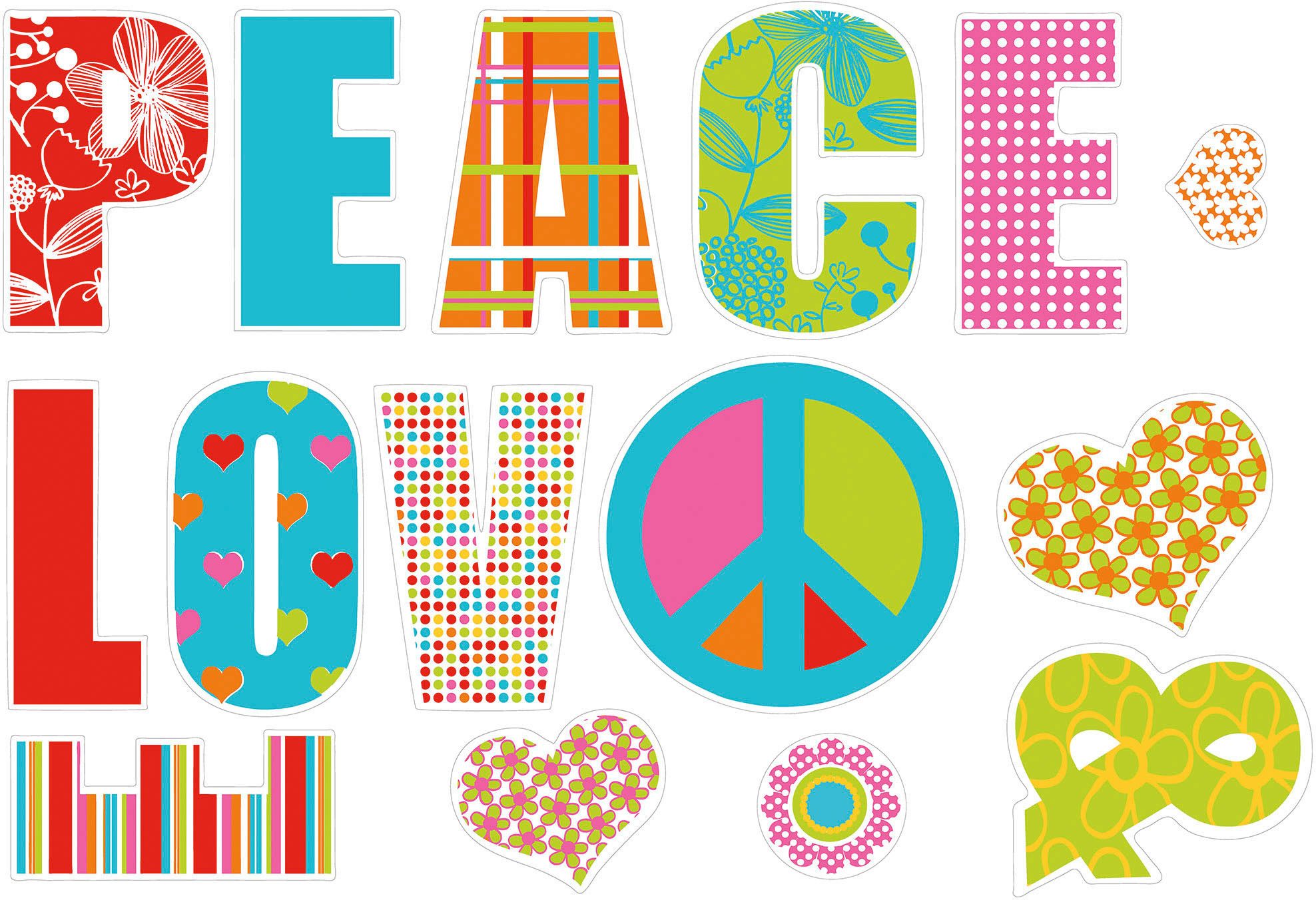 Komar Wandfolie Love and Peace - Größe 100 x 70 cm (15-delig)