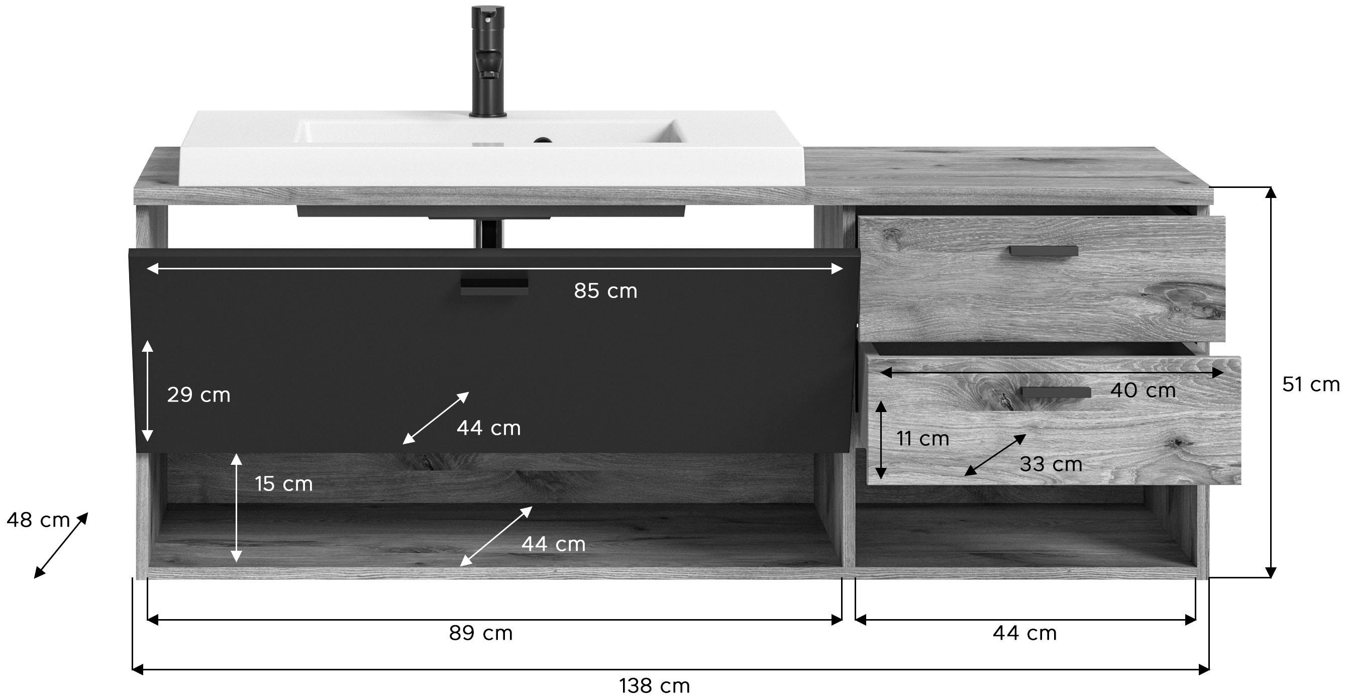 welltime Badkamerserie Dolo, 3-delig, inclusief mineraalgiet-wasbak, bestaande uit: (set, 3-delig)