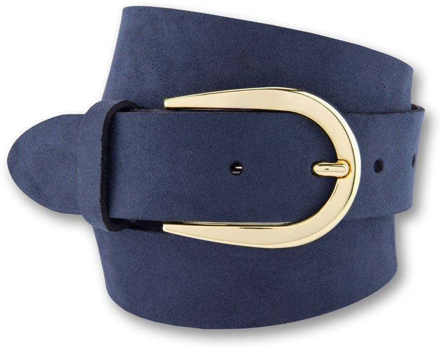 BERND GÖTZ Leren riem met elegante designsluiting, suede dames brede riemen maat 100 blauw