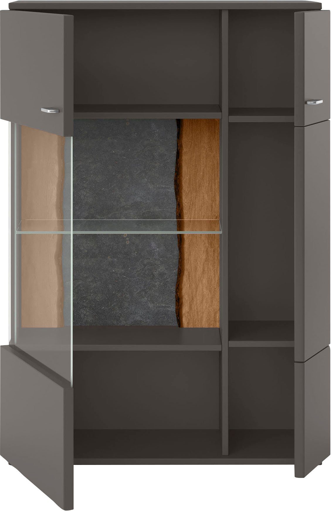 set one by Musterring Vitrinekast Tacoma Type 03/04, hoogte 143,4 cm, met getinte glasdeur