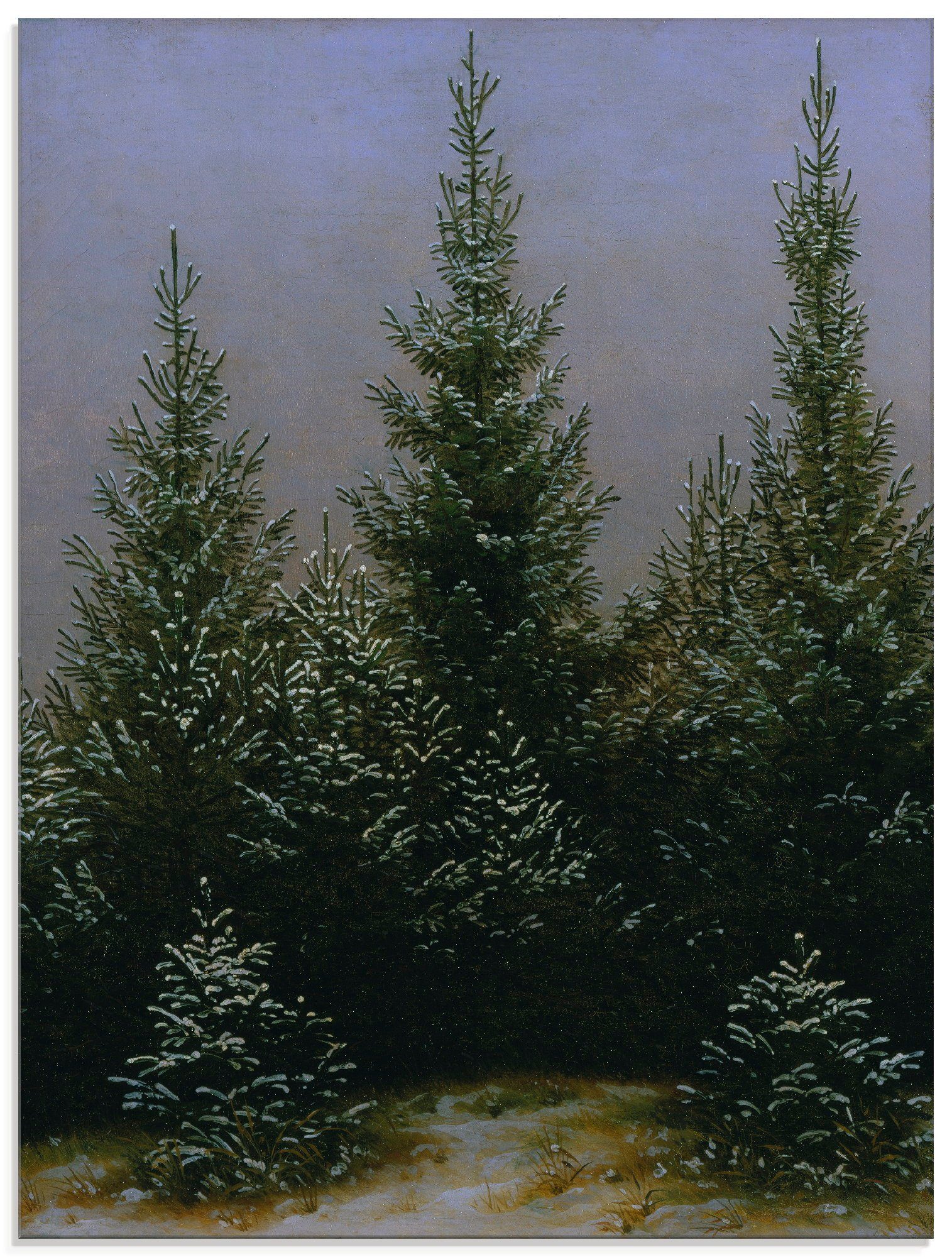 Artland Print op glas Sparrenbossen in de sneeuw Dresdener Heide (1 stuk)