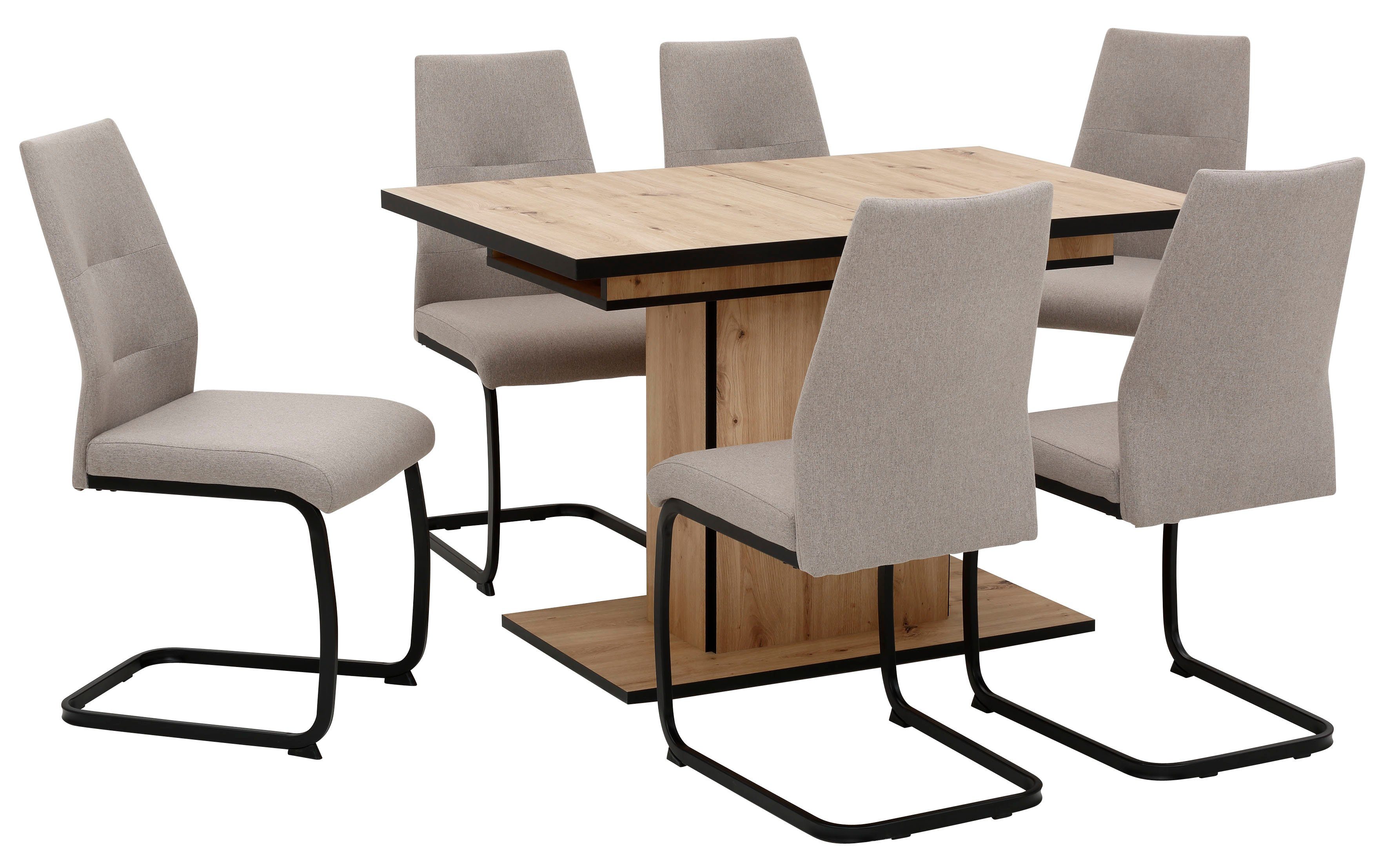 HELA Eethoek Ariana, eettafel met 6 stoelen, uitschuifbare keukentafel 7-delige set, tafel (120-160cm), 6 stoelen met hoge belastbaarheid (set, 7-delig)