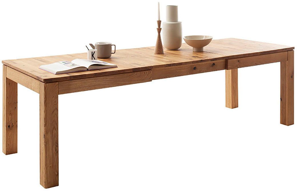 MCA furniture Eettafel ETNA 4-poot tafel Massief hout, doorlopende lamel, blokvoet 10x10 cm, tafelblad 2,5 cm