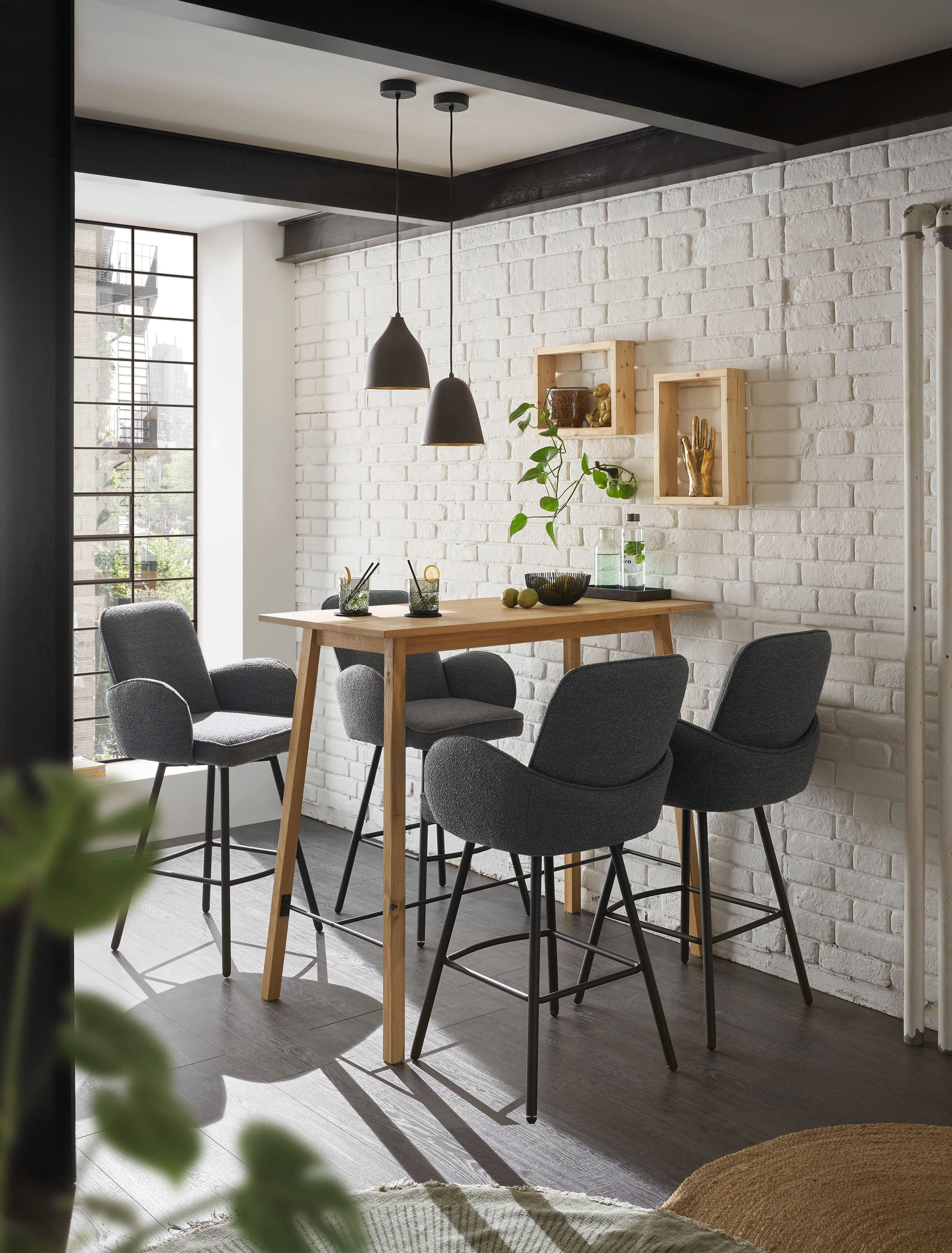 Stolkom Bartafel Jules eik massief hout geolied, hoge tafel BxHxD 120x104x60 cm