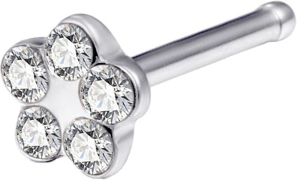 Firetti Neuspiercing-set Multipack sieraden cadeau roestvrijstalen piercing neussteker bloem (set 7-delig)