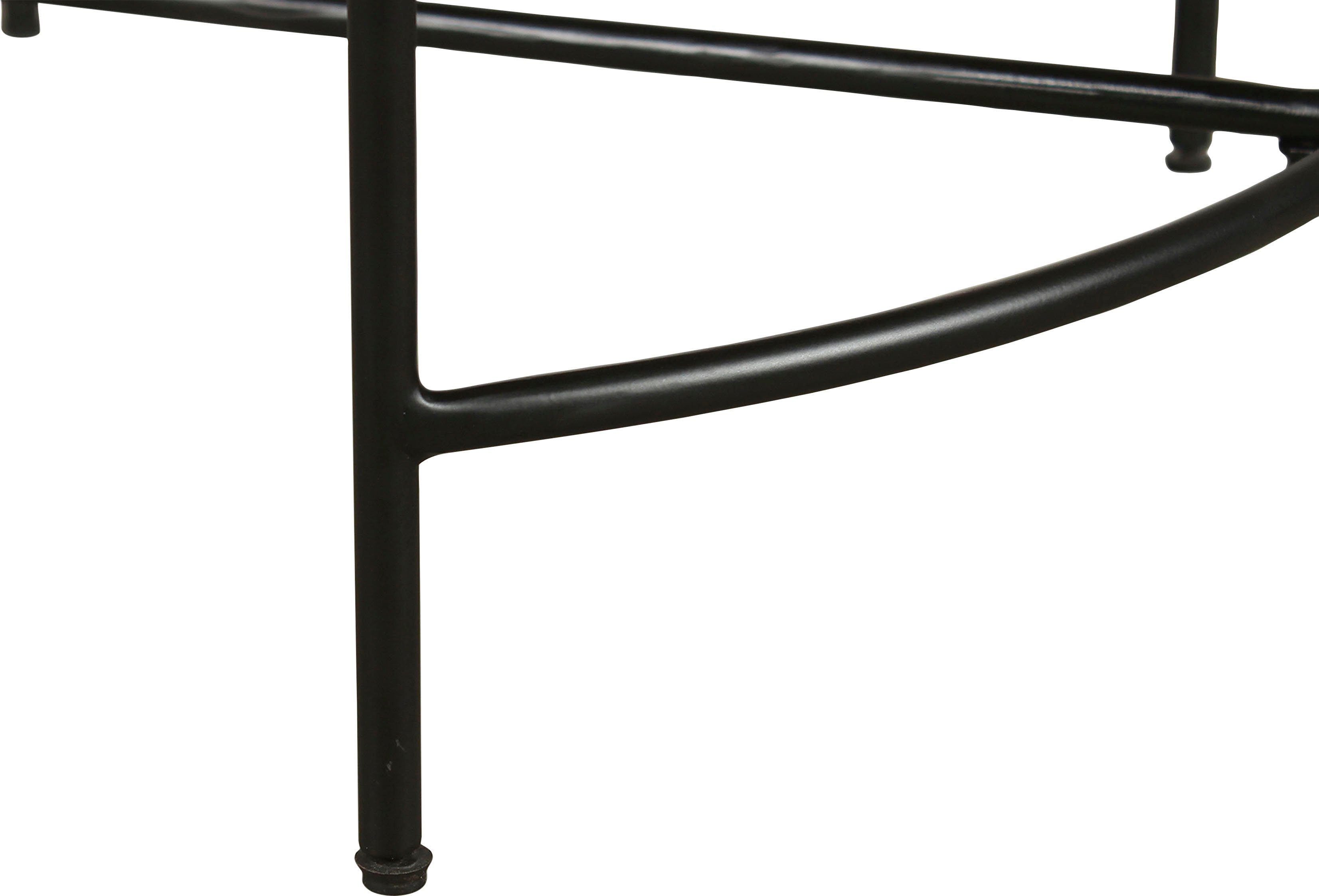 byLIVING Salontafel Hanna massief mango tafelblad 35 mm en zwarte metalen poten, rond 60 cm