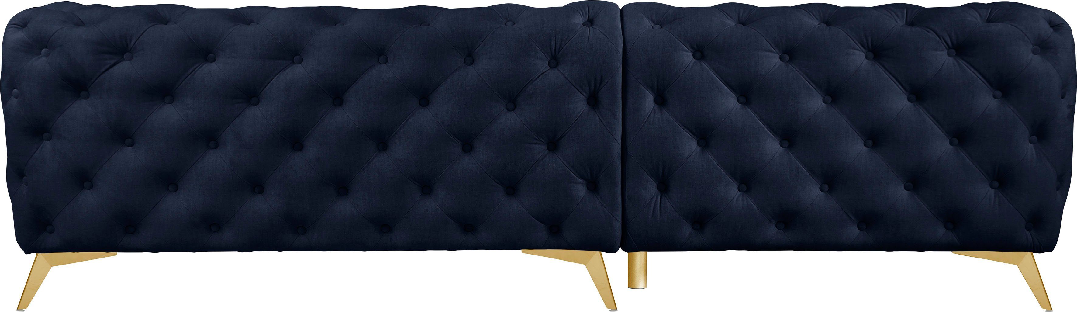 Leonique Chesterfield-bank Glynis L-vorm luxueuze capitonnage, moderne chesterfield look, kleur van de poten ter keuze