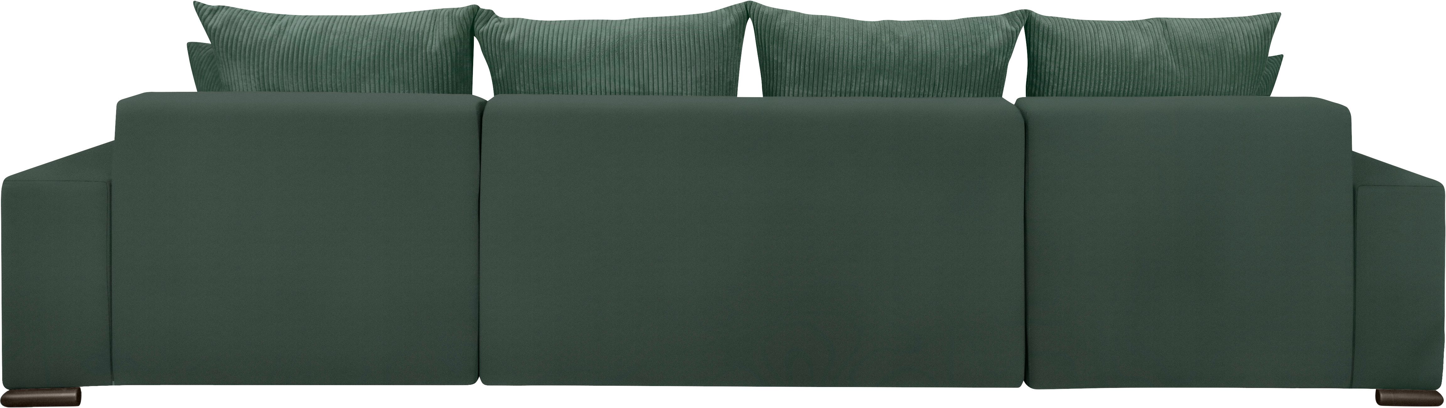 COLLECTION AB Zithoek XL-Josy U-vorm, breedte 313 cm, cord-/mix incl. bedfunctie, bedlade, met 4 gelijk grote rugkussens