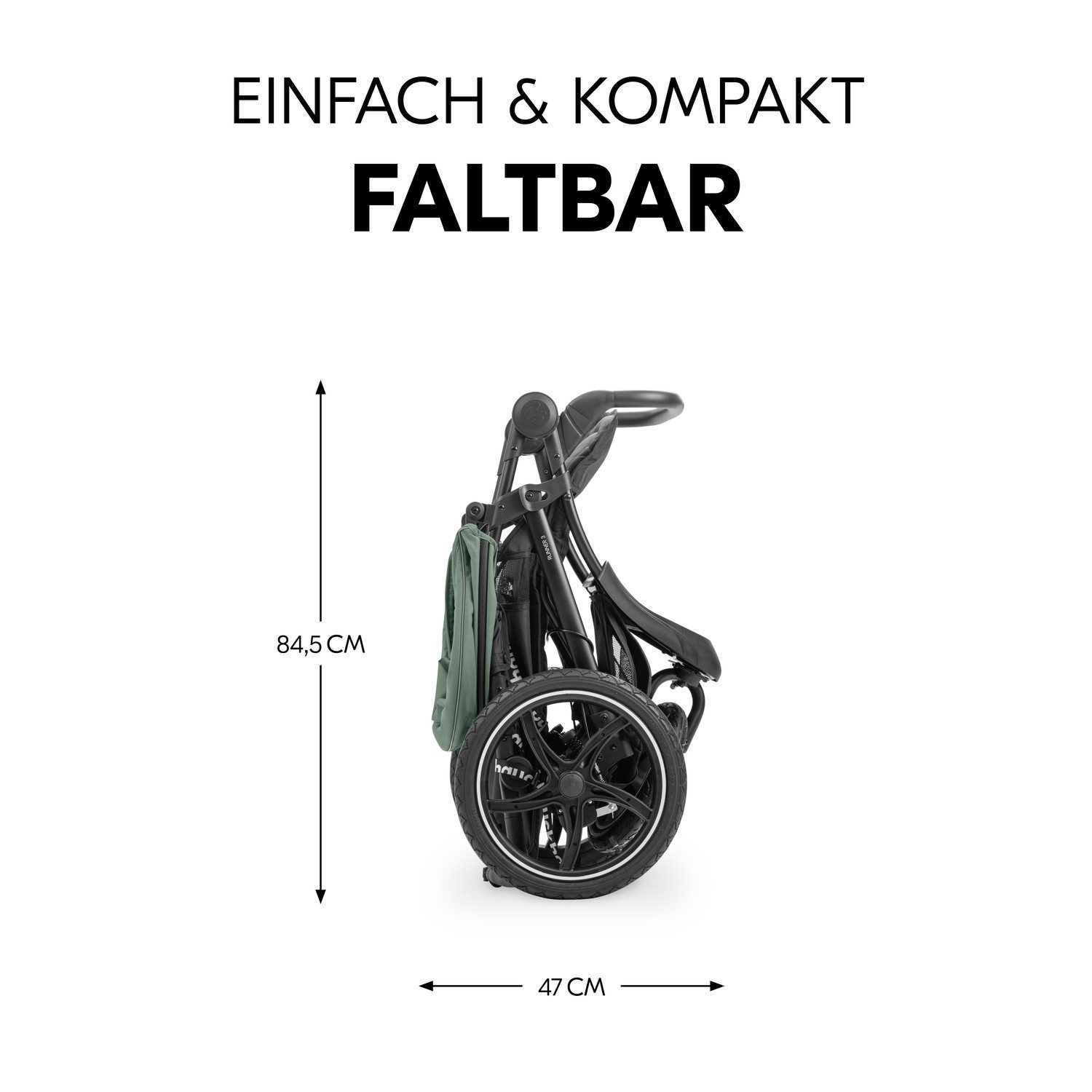 Hauck Kinderwagen met drie wielen Runner 3, Jungle Green met xxl-luchtwielen en handrem, tot 22 kg belastbaar
