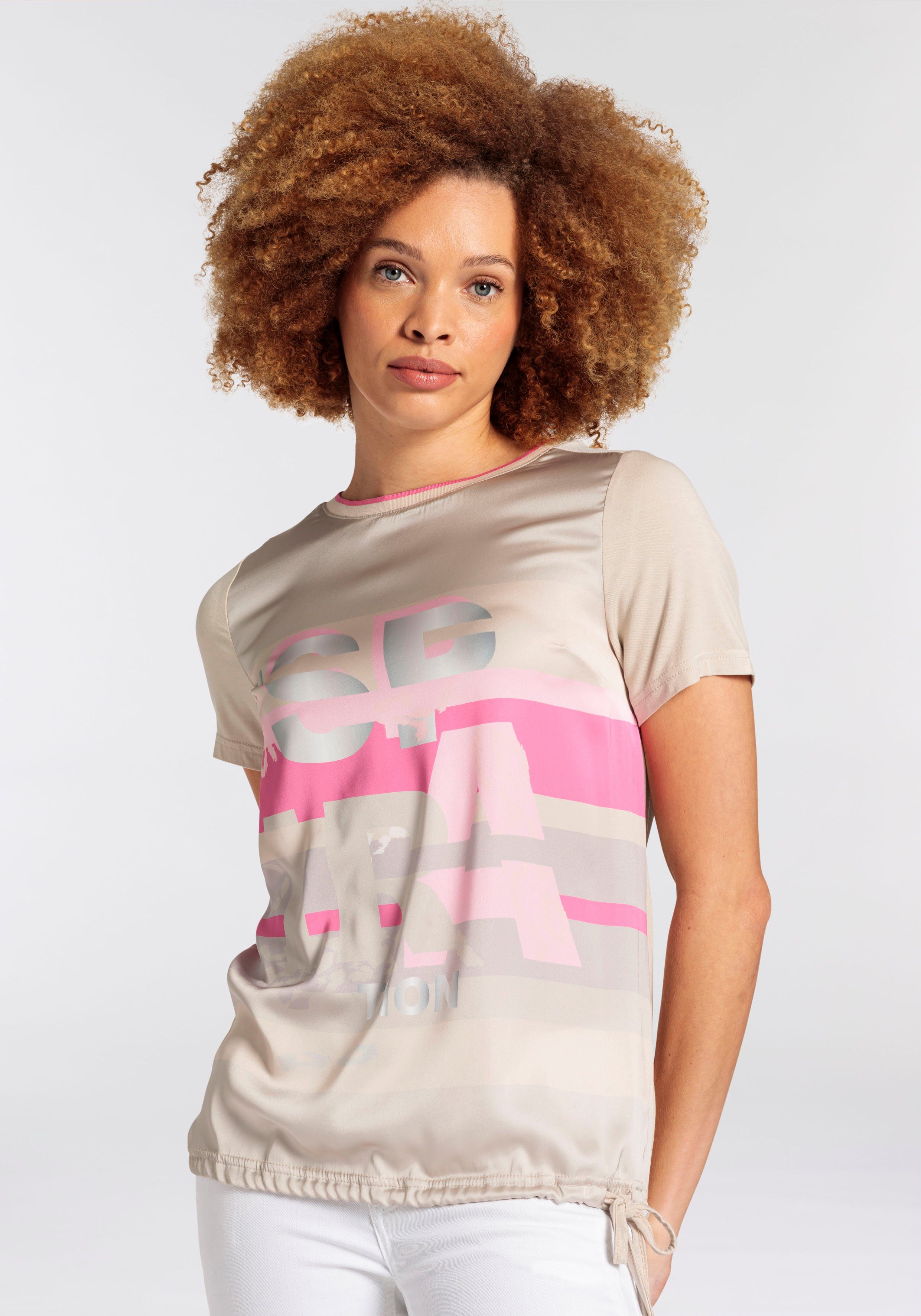 Boysen's Shirt met grafische frontprint in materiaalcombinatie nieuwe collectie