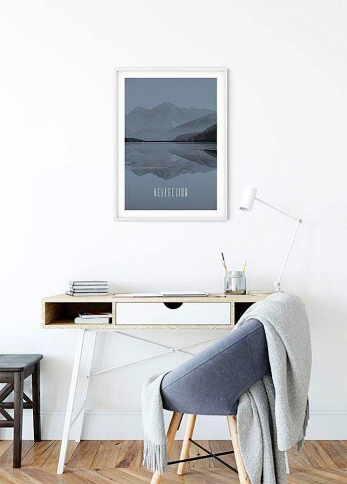 Komar Wanddecoratie Word Lake Reflection Steel Wanddecoratie - zonder lijst (1 stuk)