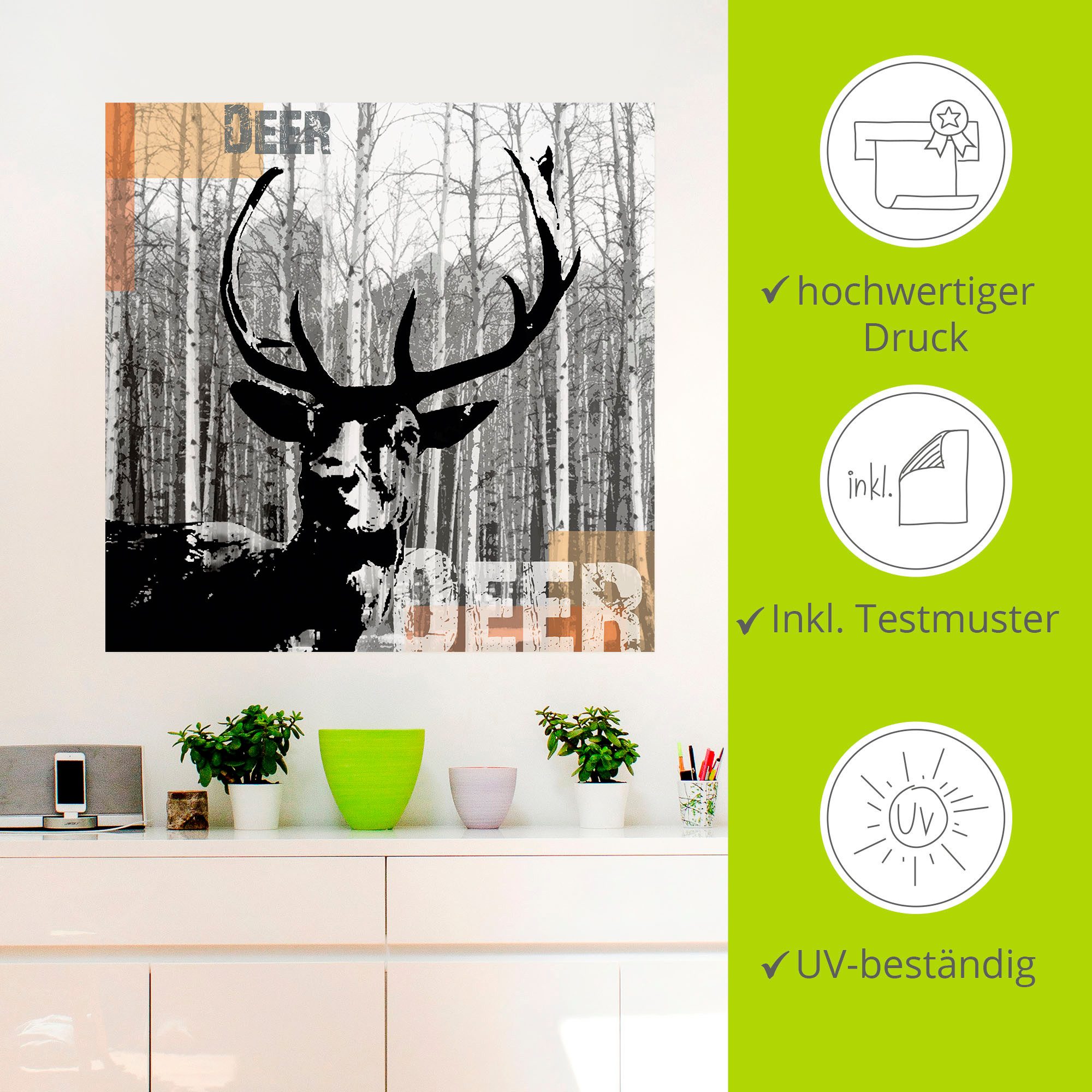 Artland Artprint Edelhert collage als artprint op linnen, poster, muursticker in verschillende maten