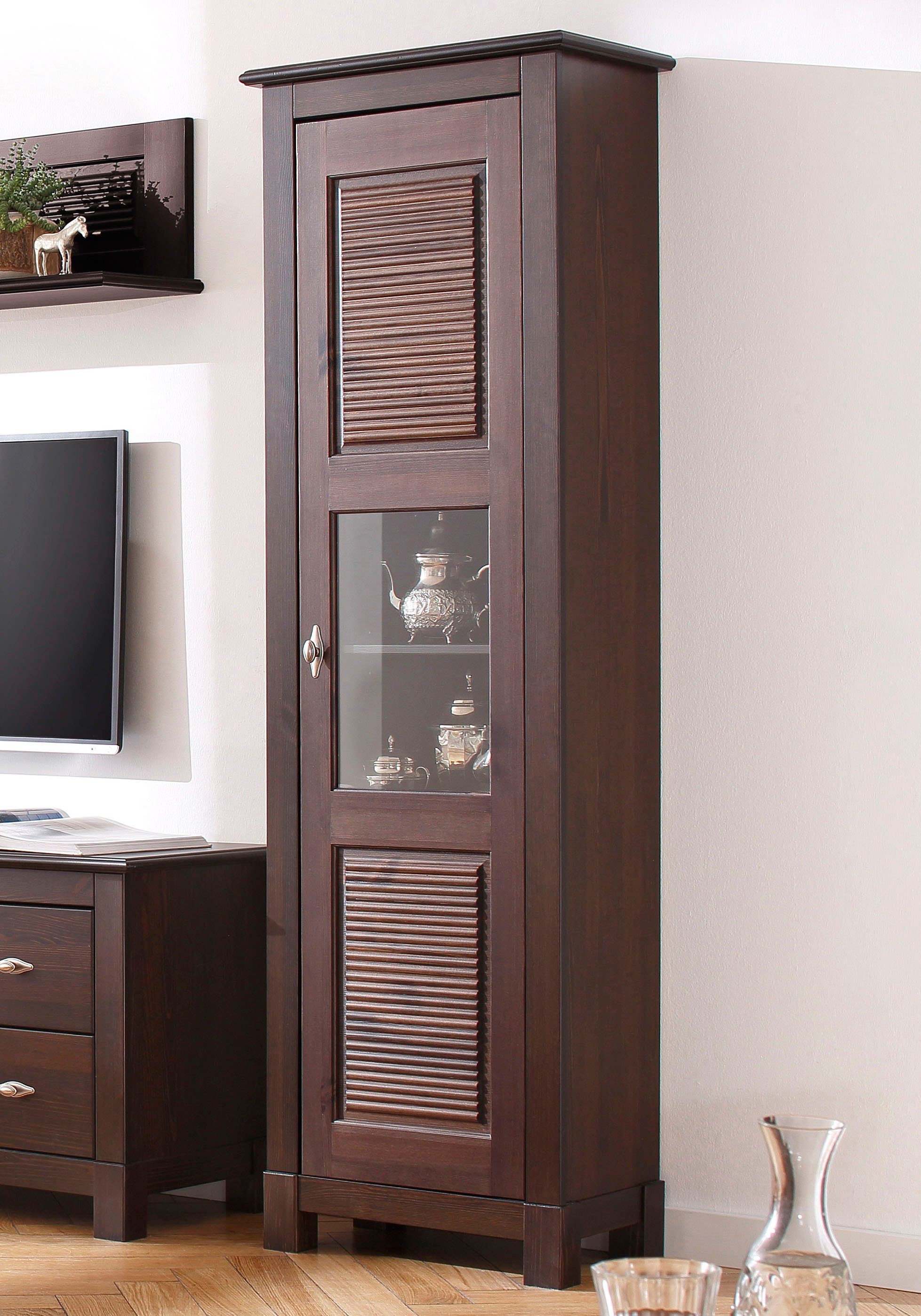 Home affaire Vitrinekast Rauna Hoogte 180 cm, van massief grenen