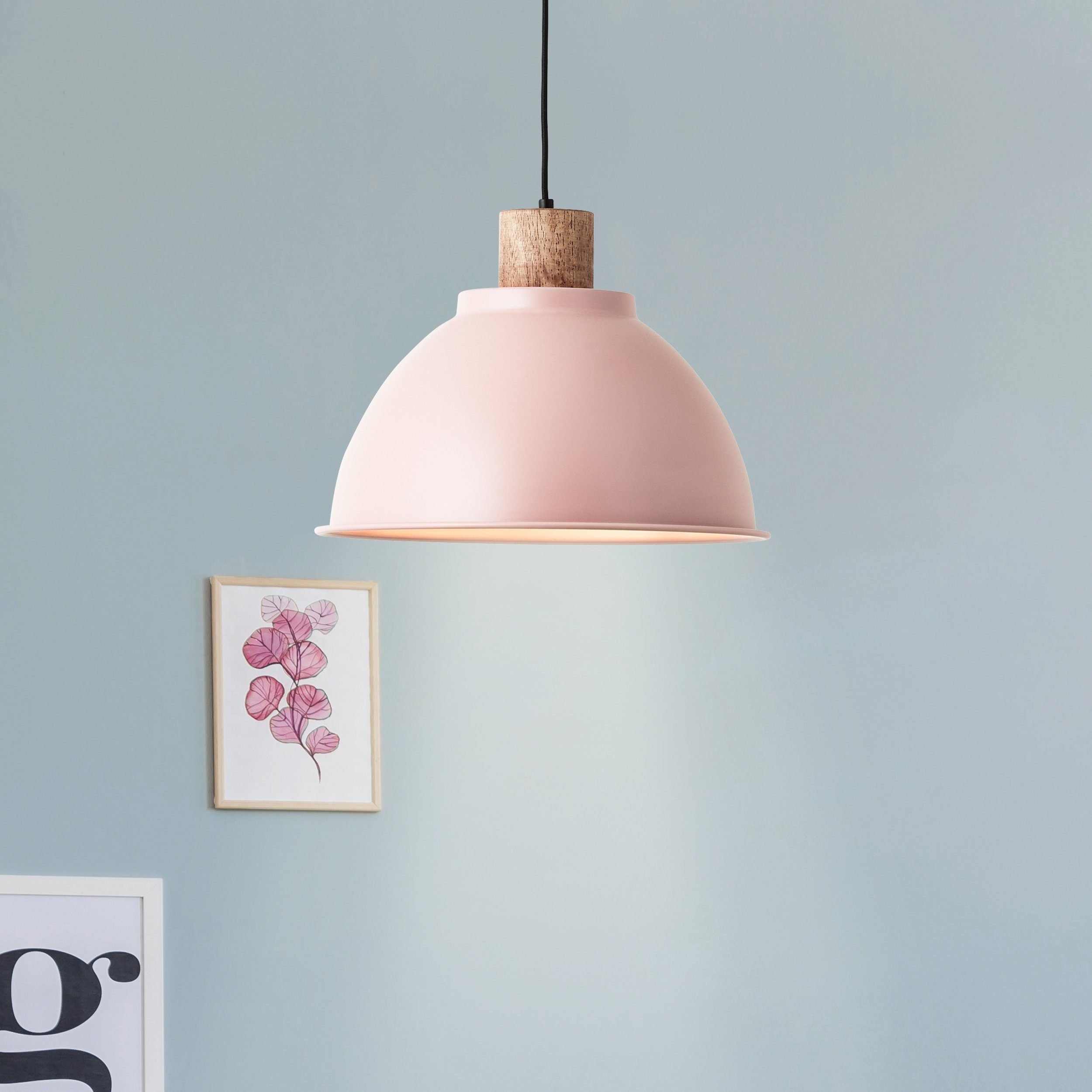 Brilliant Leuchten Hanglamp Erena Hoogte 120 cm, Ø 38 cm, E27, inkortbaar, metaal/hout
