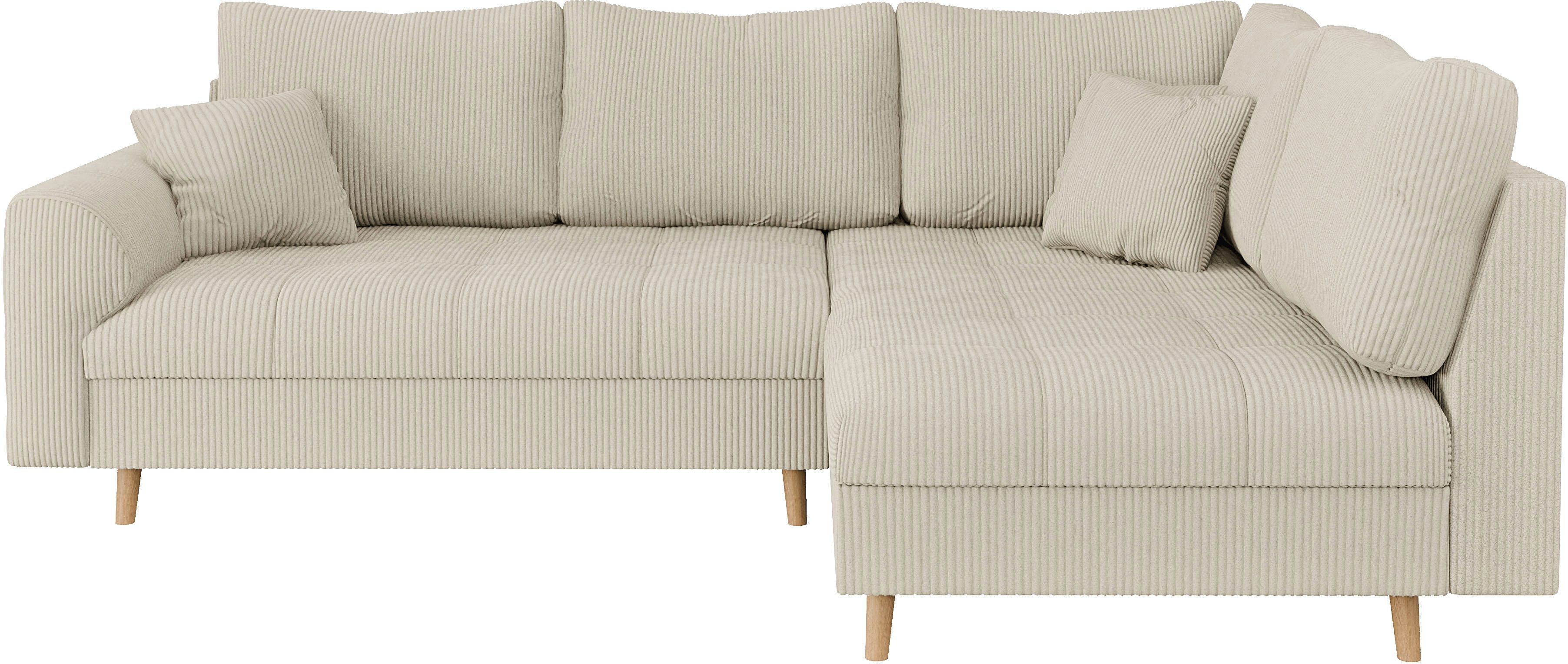 Home affaire Hoekbank CHARRE L-vorm met ottomane, afmetingen B/D/H: 231/161/81 cm fijne stiksels, losse rug- en sierkussens, ook in cord en bouclé