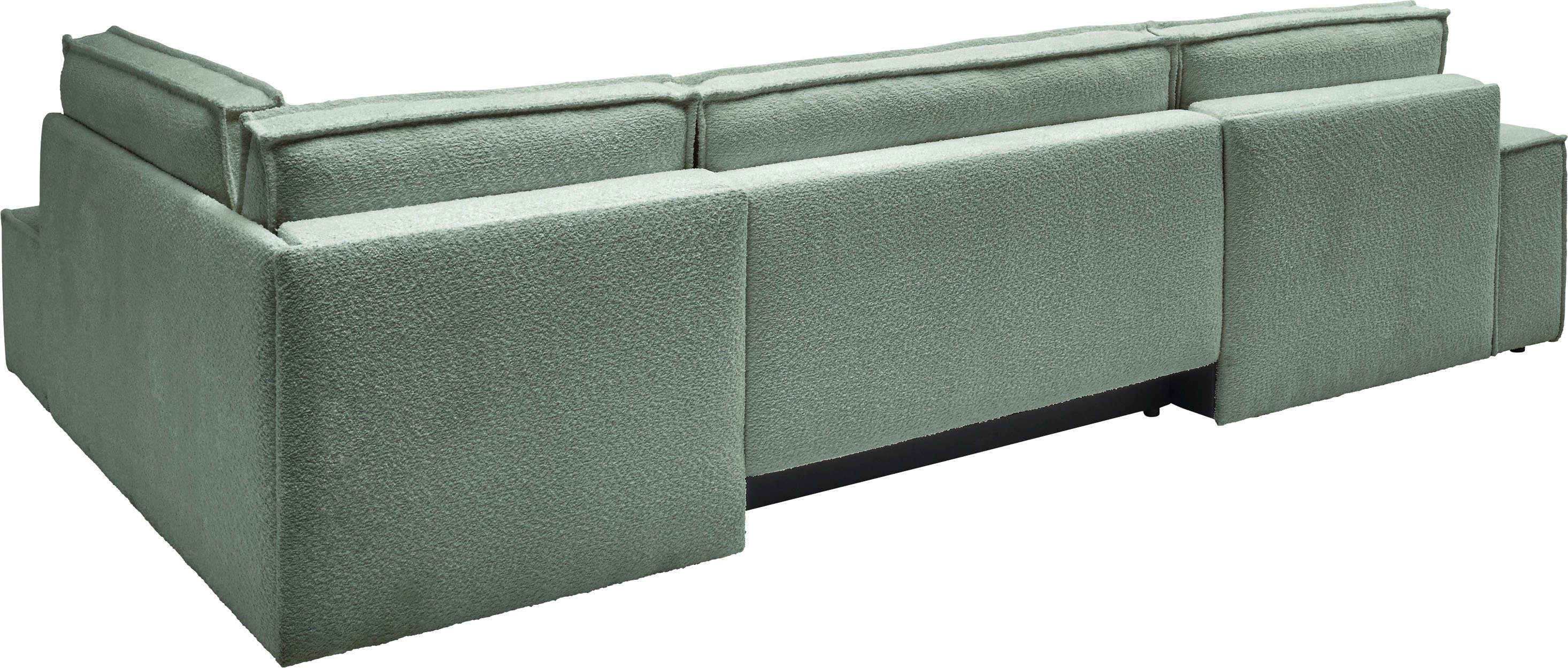 andas Zithoek FINNLEY U-model XXL 329 cm, bedbank, slaapfunctie m. bedkist