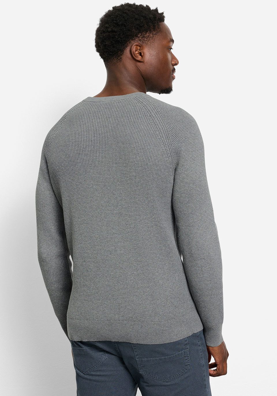 OLYMP Trui met ronde hals Waffle Structure Ronde hals, casual, effen, regular fit