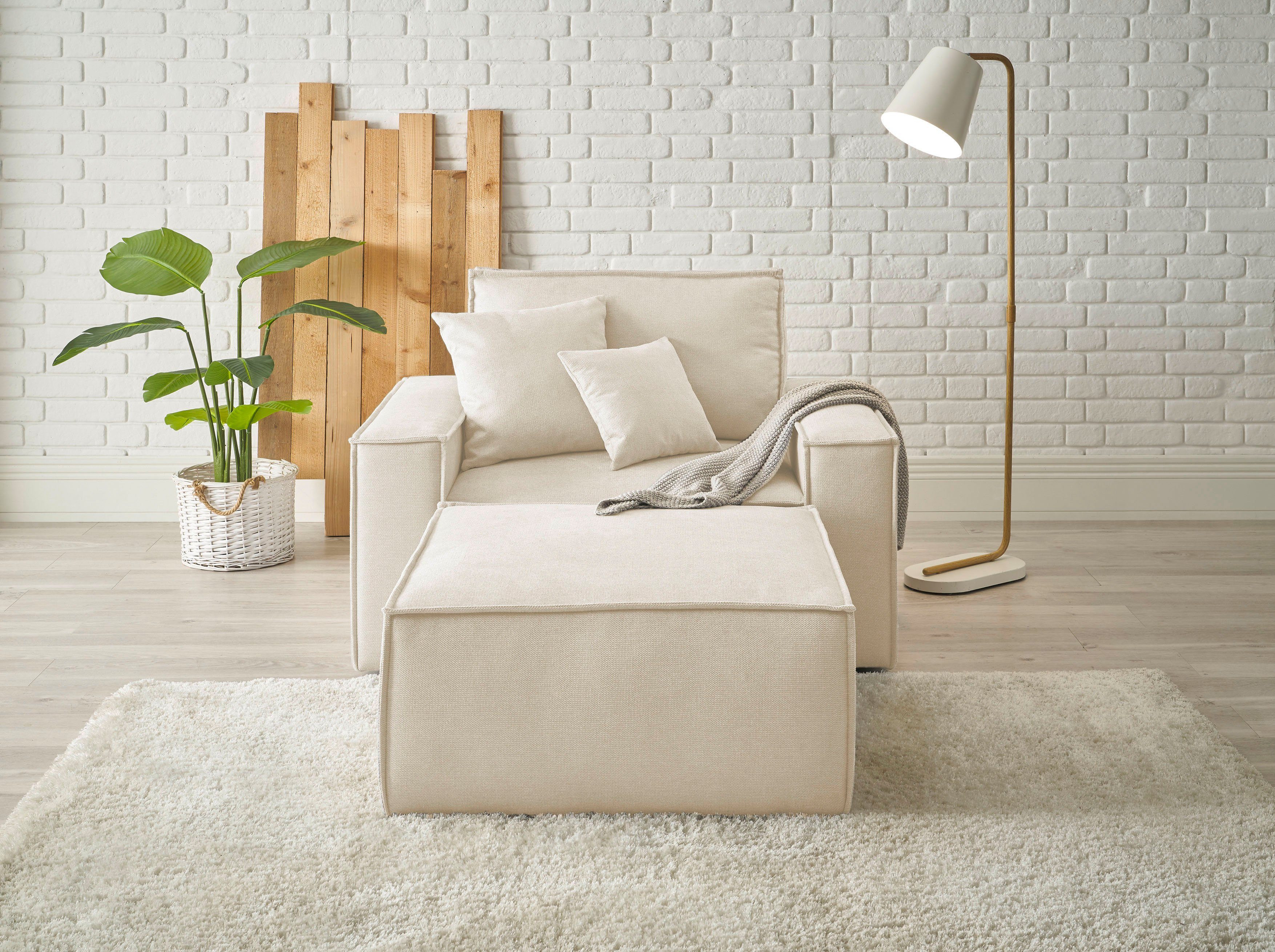 andas Loveseat Finnley Loveseat en hocker als set, passend bij de bekleding-serie Finnley (2 stuks)