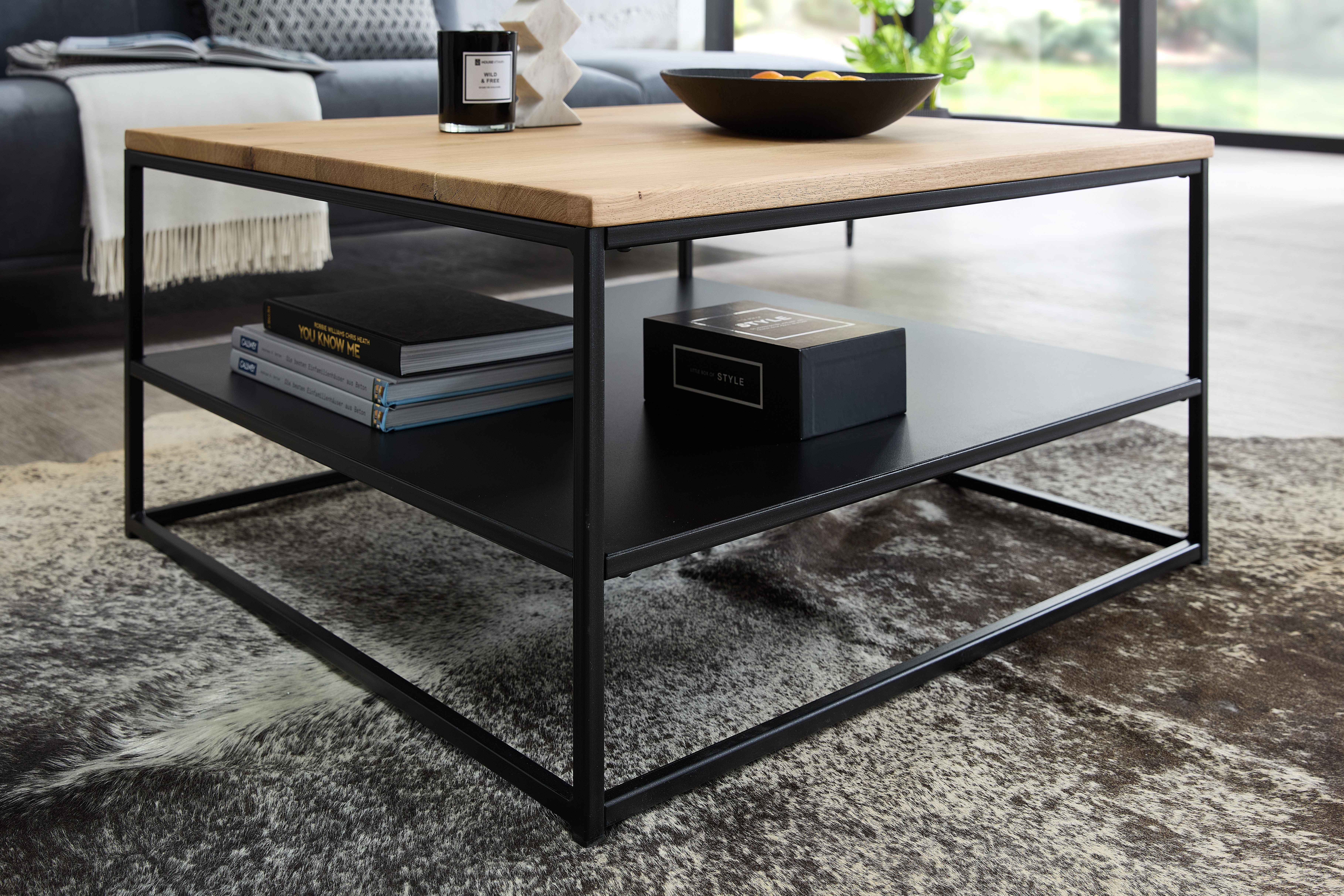 Stolkom Salontafel Tilda salontafel massief hout in industriële stijl BxHxD 75x40x75 cm