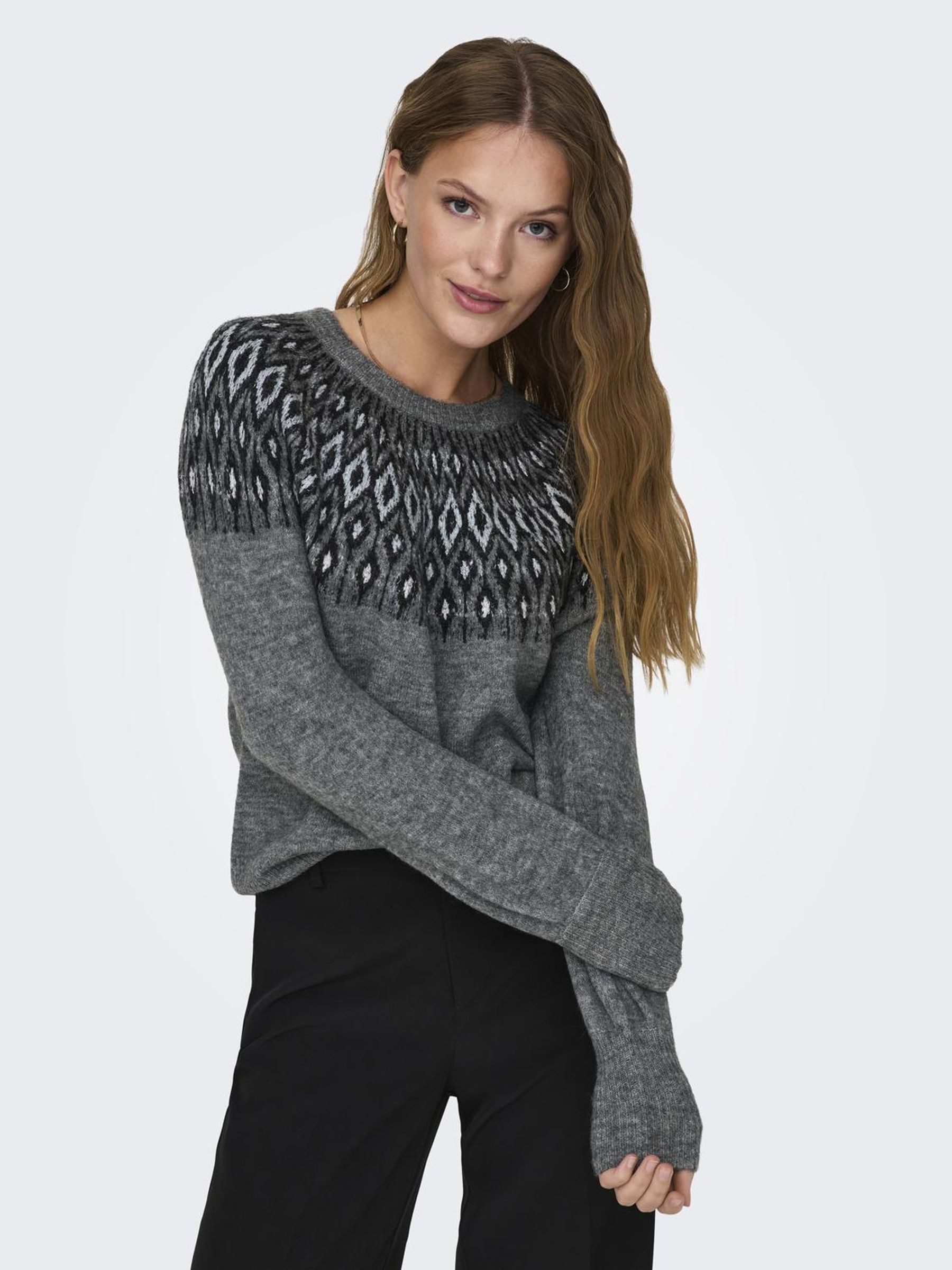 Only Trui met ronde hals ONLALINA LS JQ O-NECK EX KNT