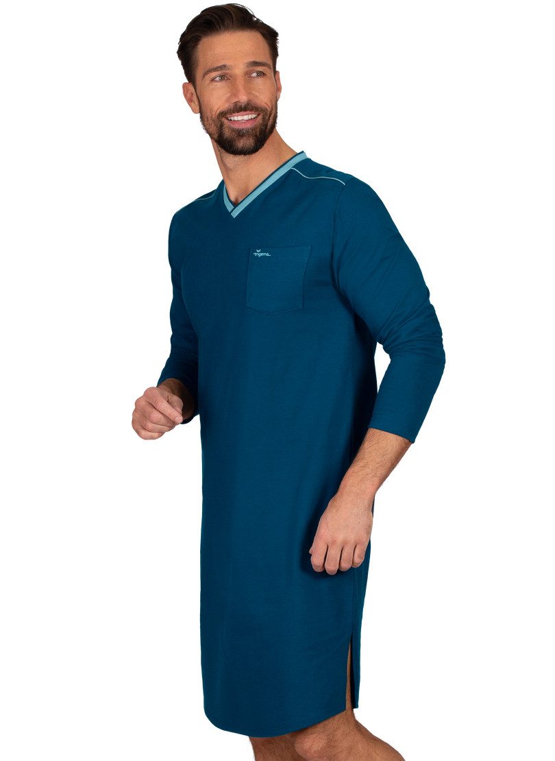 Trigema Pyjama TRIGEMA heren nachthemd van biokatoen (kbA) (1-delig) heren lange pyjama's maat L groen