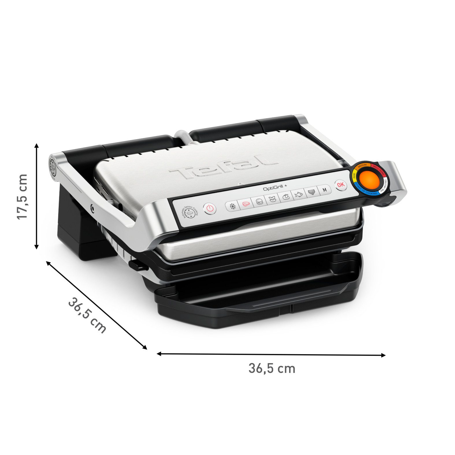 Tefal Contactgrill OptiGrill+, vernieuwde kookniveau-indicator, 6 automatische programma's