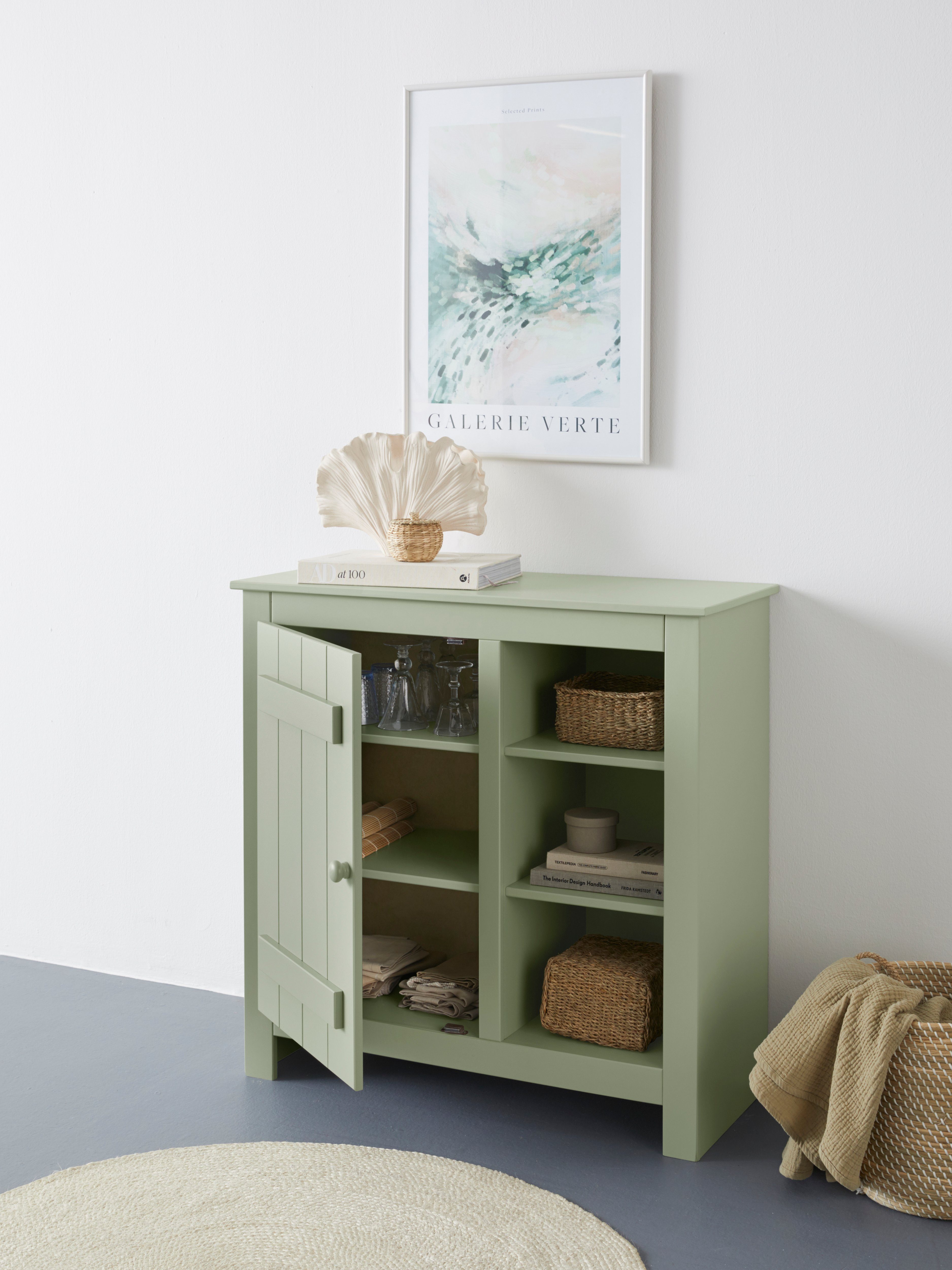 Home affaire Bergkast Bertram Massief hout, 4 verstelbare planken, magnetische sluiting, hoogte 90 cm