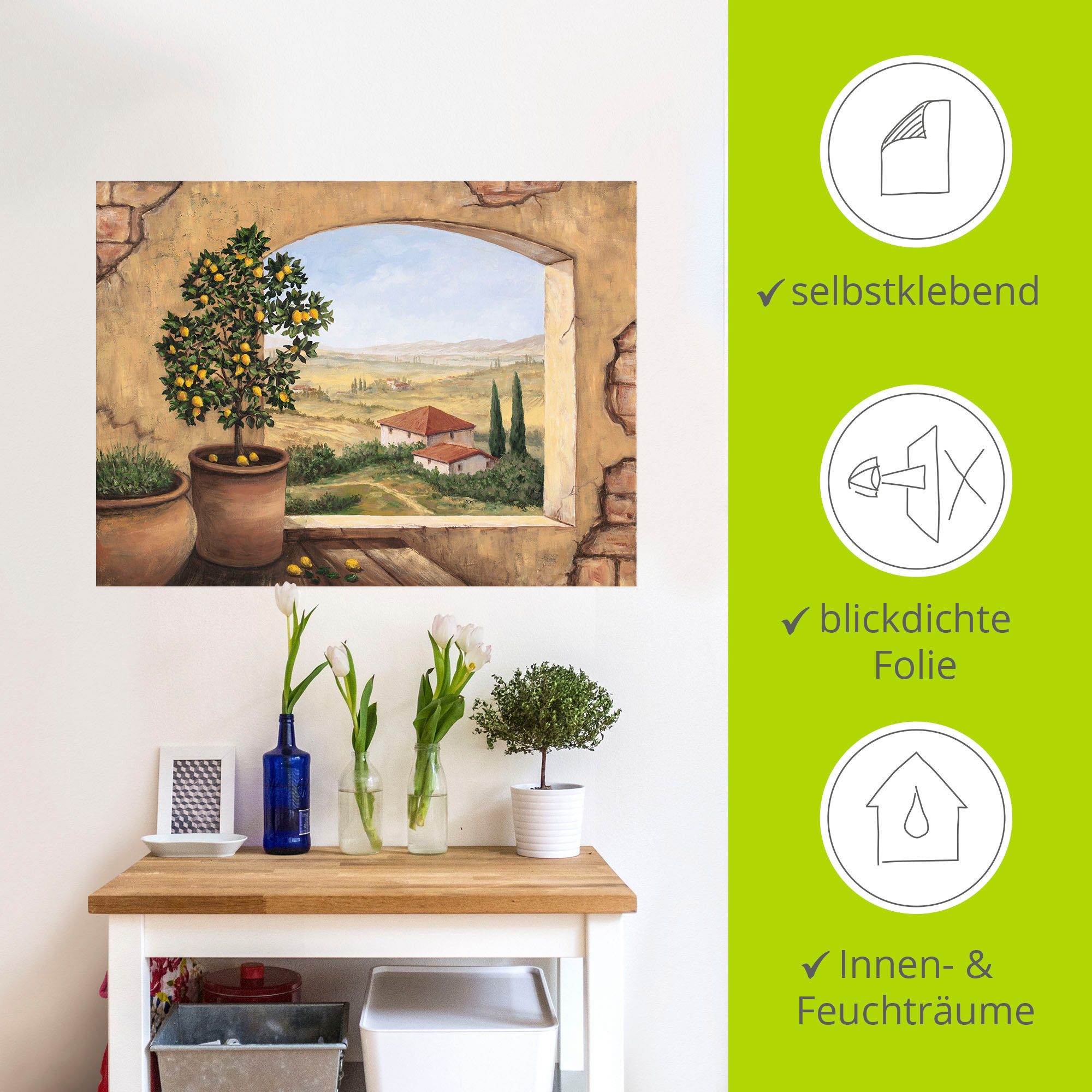 Artland Artprint Raam in Toscane als artprint van aluminium, artprint voor buiten, artprint op linnen, poster, muursticker