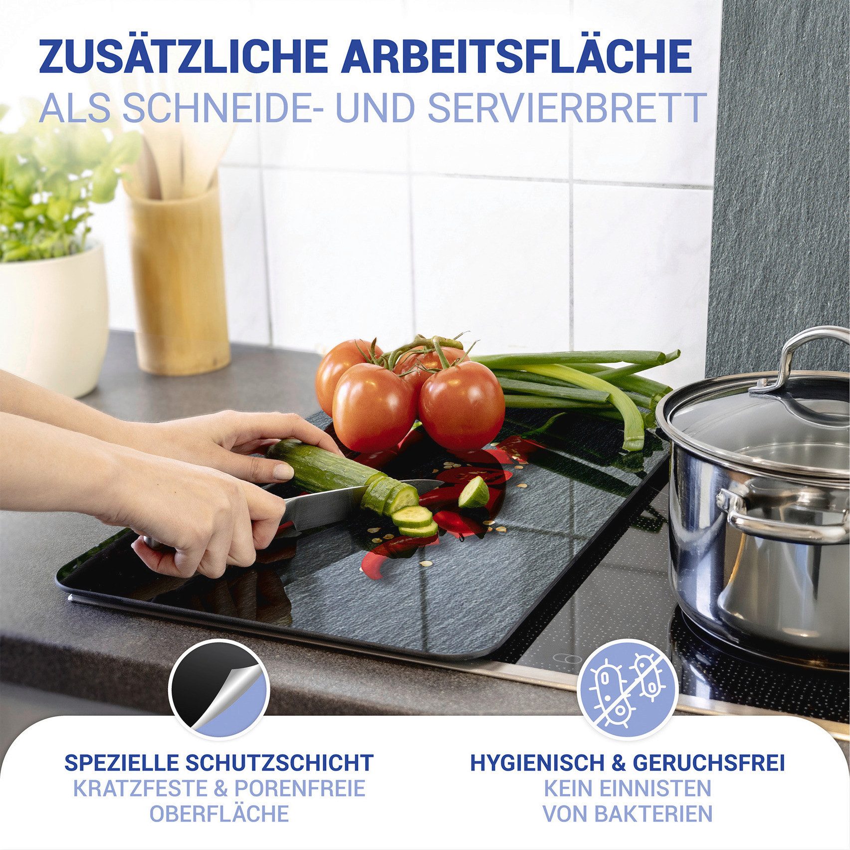 WENKO Kookplaatdeksel Universeel model Cayenne Kookplaatafdekking voor alle soorten kookplaten, krasvast, met antislipvoetjes (set, 2-delig)