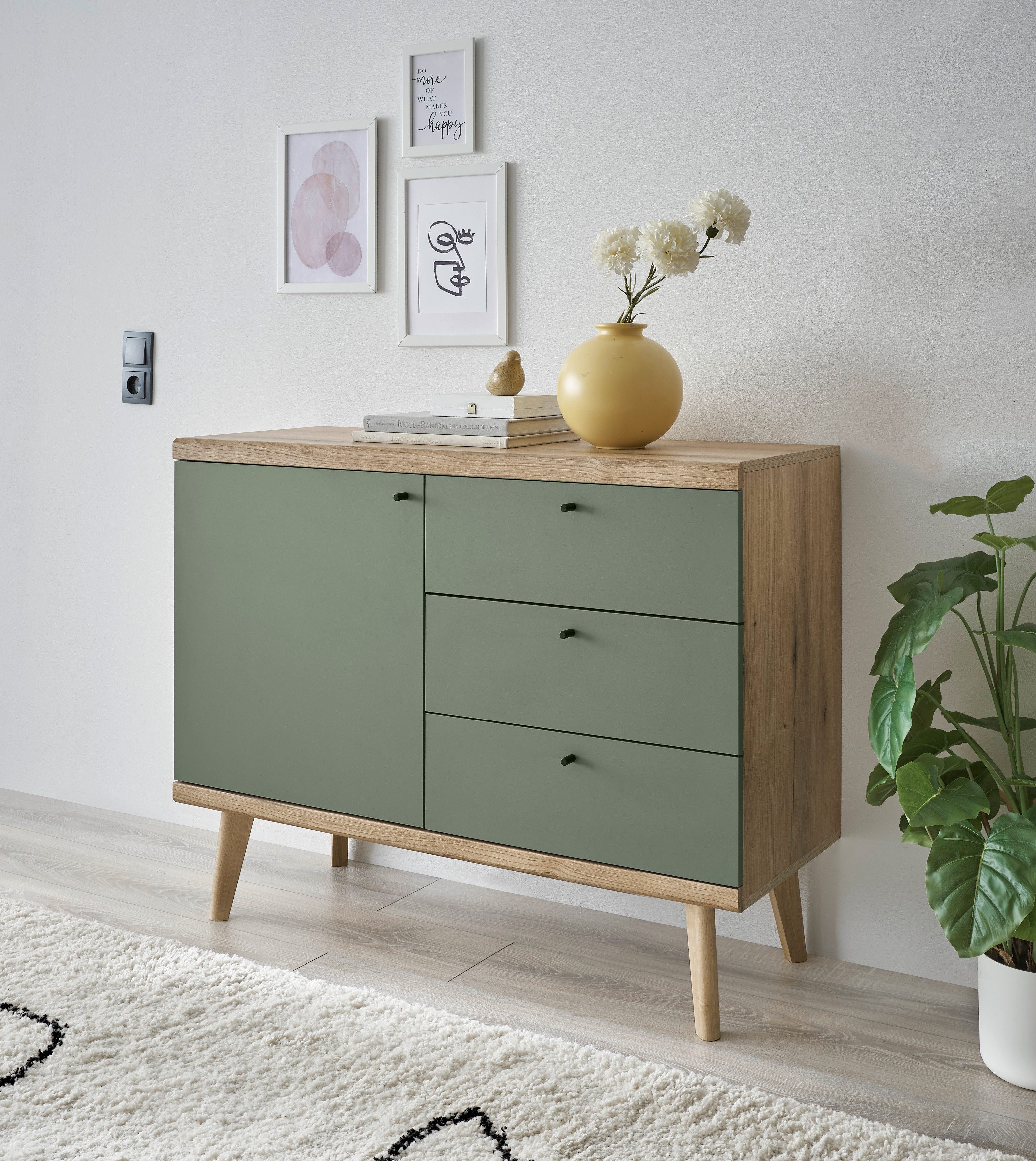 INOSIGN Dressoir MAVAS in moderne trendkleur, handgrepen van metaal (zwart), breedte 107 cm