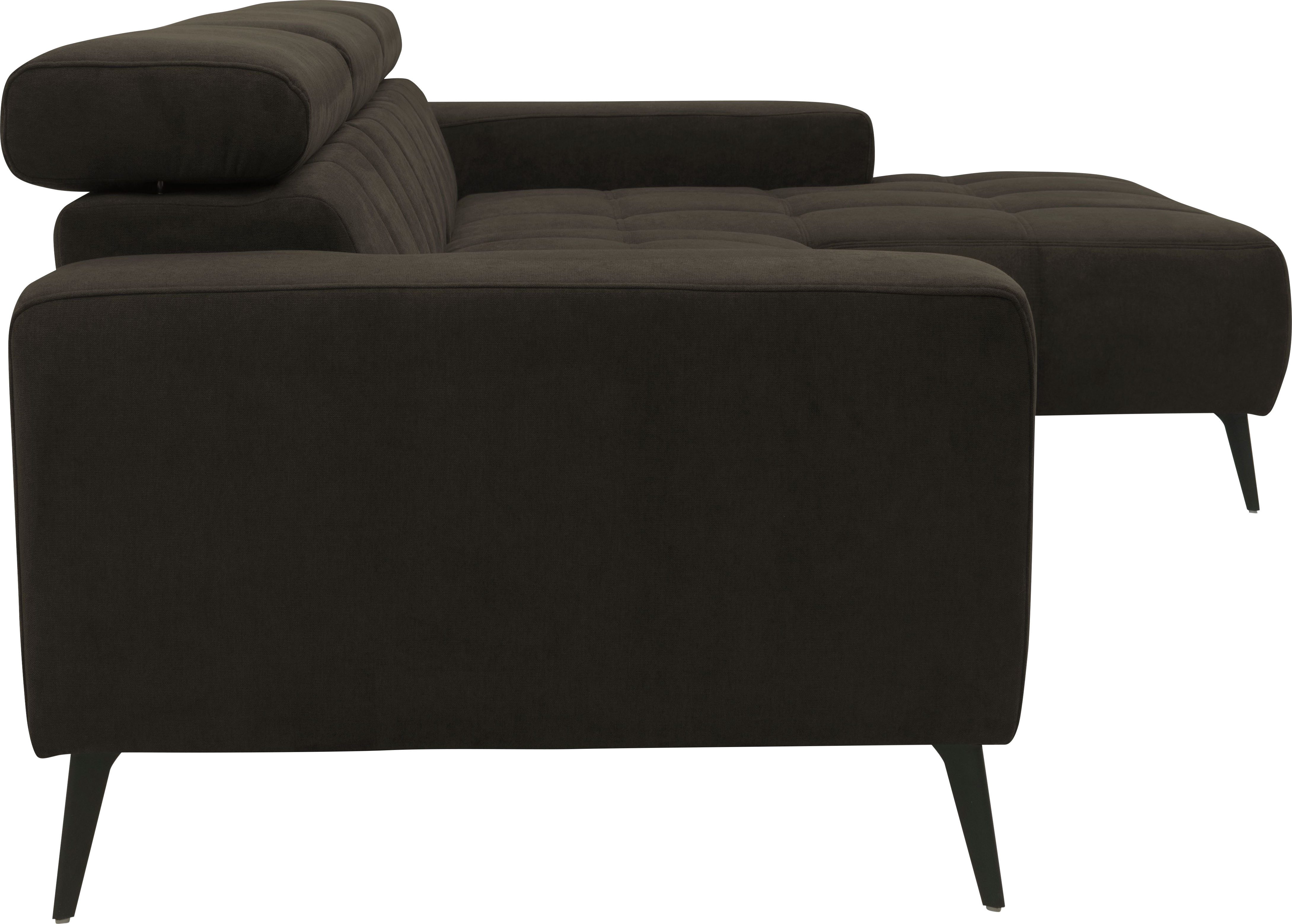 DOMO collection Hoekbank Trento L-vorm, met sledevoet of enkele voet naar keuze met verstelbare hoofdsteun, récamier links/rechts bestelbaar