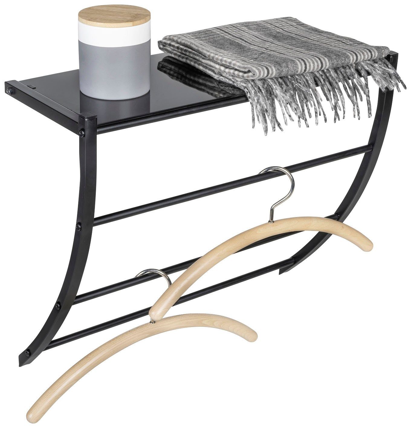 WENKO Wandplank Tarderia met glazen plank en 3 handdoekstangen