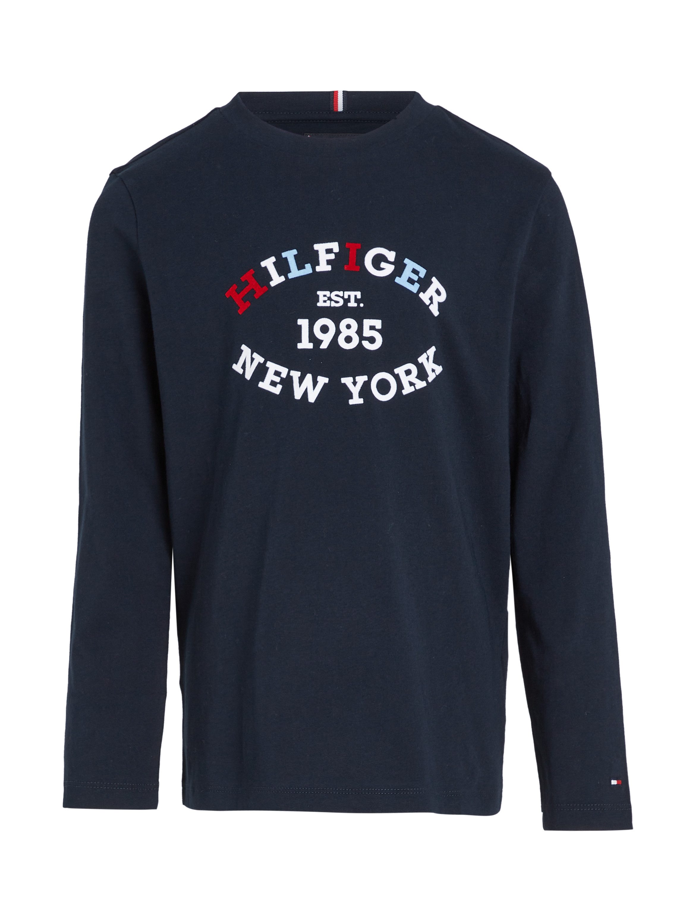 Tommy Hilfiger Shirt met lange mouwen MONOTYPE FLOCK REGULAR TEE LS Kinderen tot 16 jaar met logo-opdruk