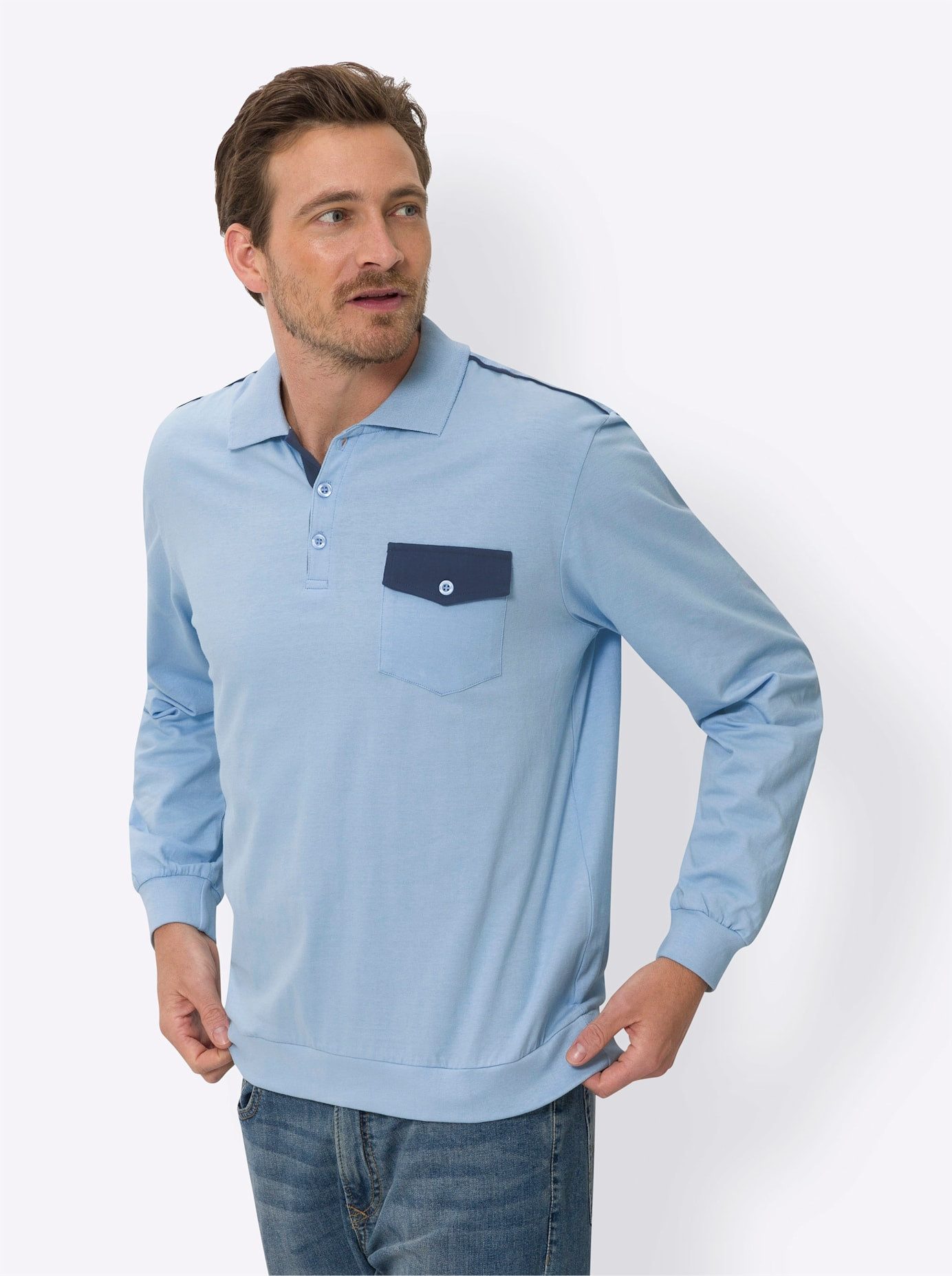 Classic Poloshirt met lange mouwen (1-delig)