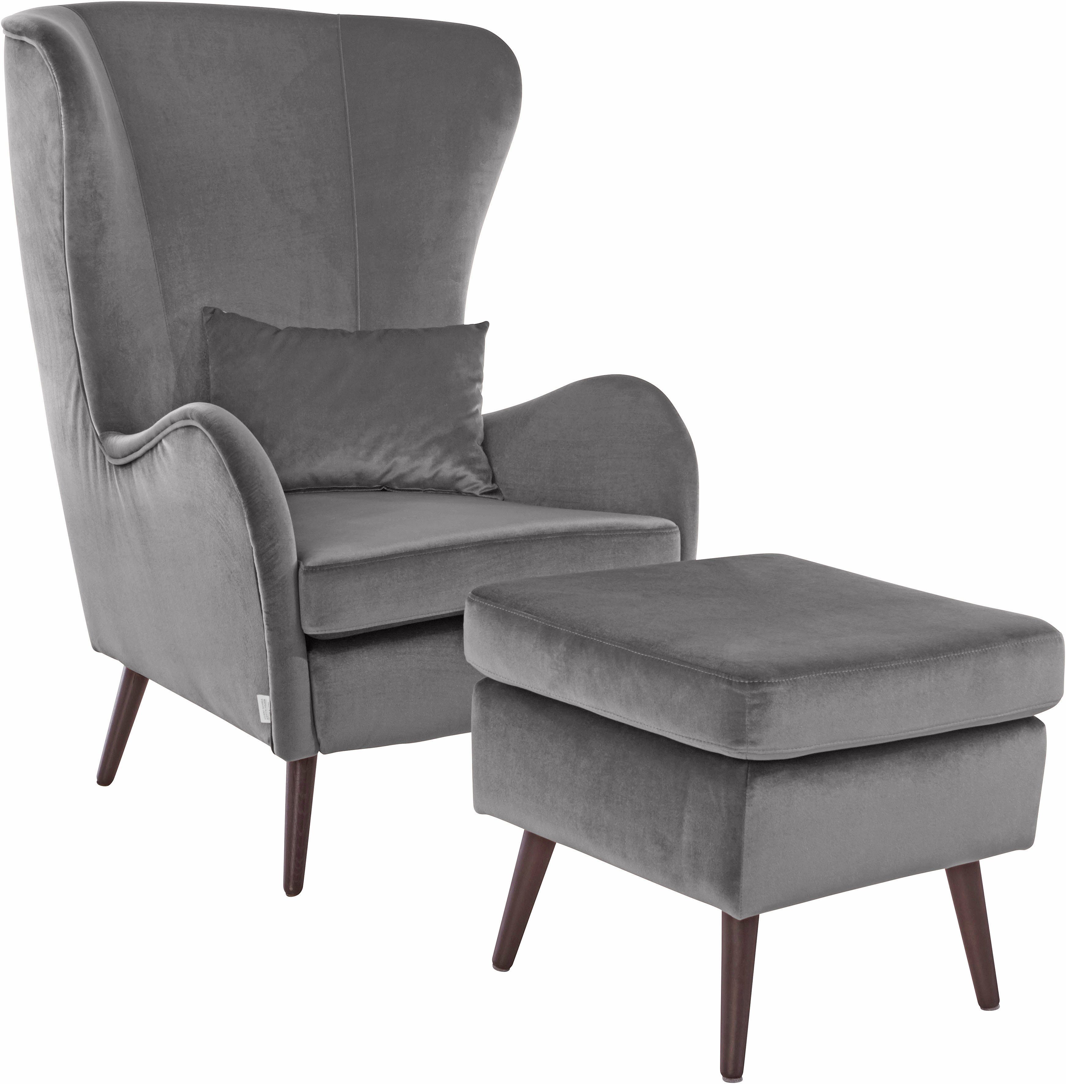 Guido Maria Kretschmer Home&Living Fauteuil Sallito, TV-stoel, oorfauteuil met Hocker, in veel stofkwaliteiten, ook in fluweelcord