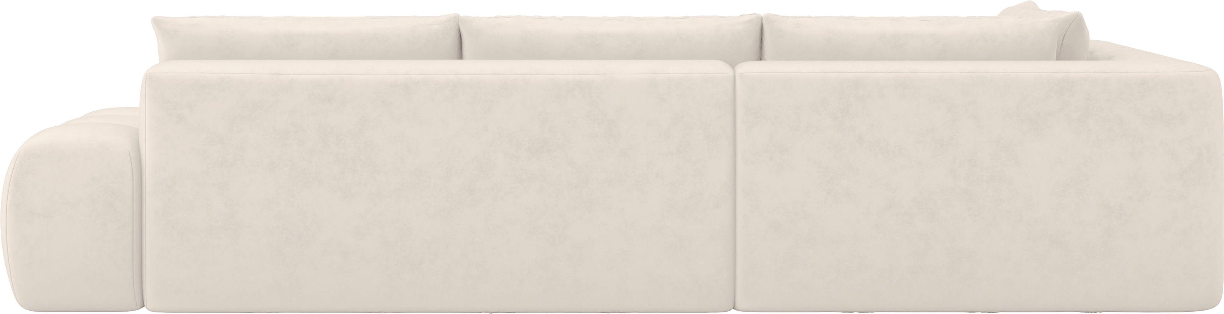INOSIGN Hoekbank AZITA designsofa, elegant en comfortabel L-vorm, bubbel-look losse rugkussens, droomachtige stiksels, afmetingen b/d/h: 352/210/72 cm