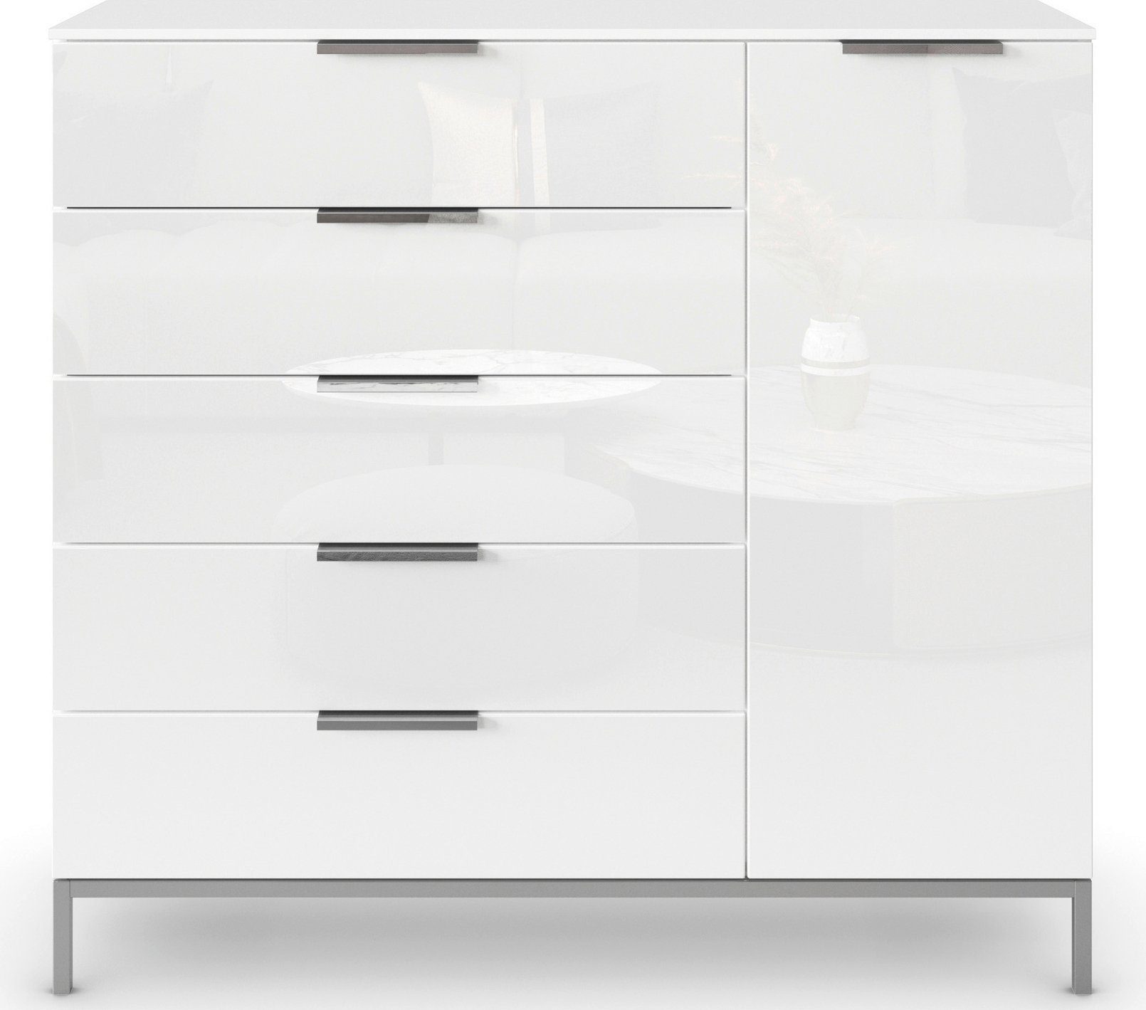 rauch Kast met laden en deuren Flipp 1-deurs, 5 laden met soft-close functie en glazen front