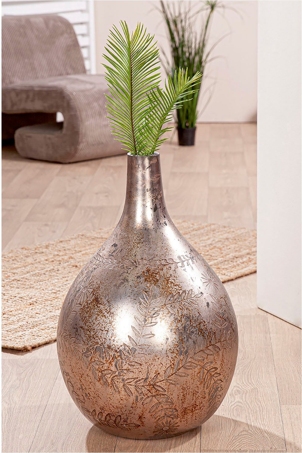 GILDE Vloervaas Vaas Peso, grijs H.56 cm (1 stuk)