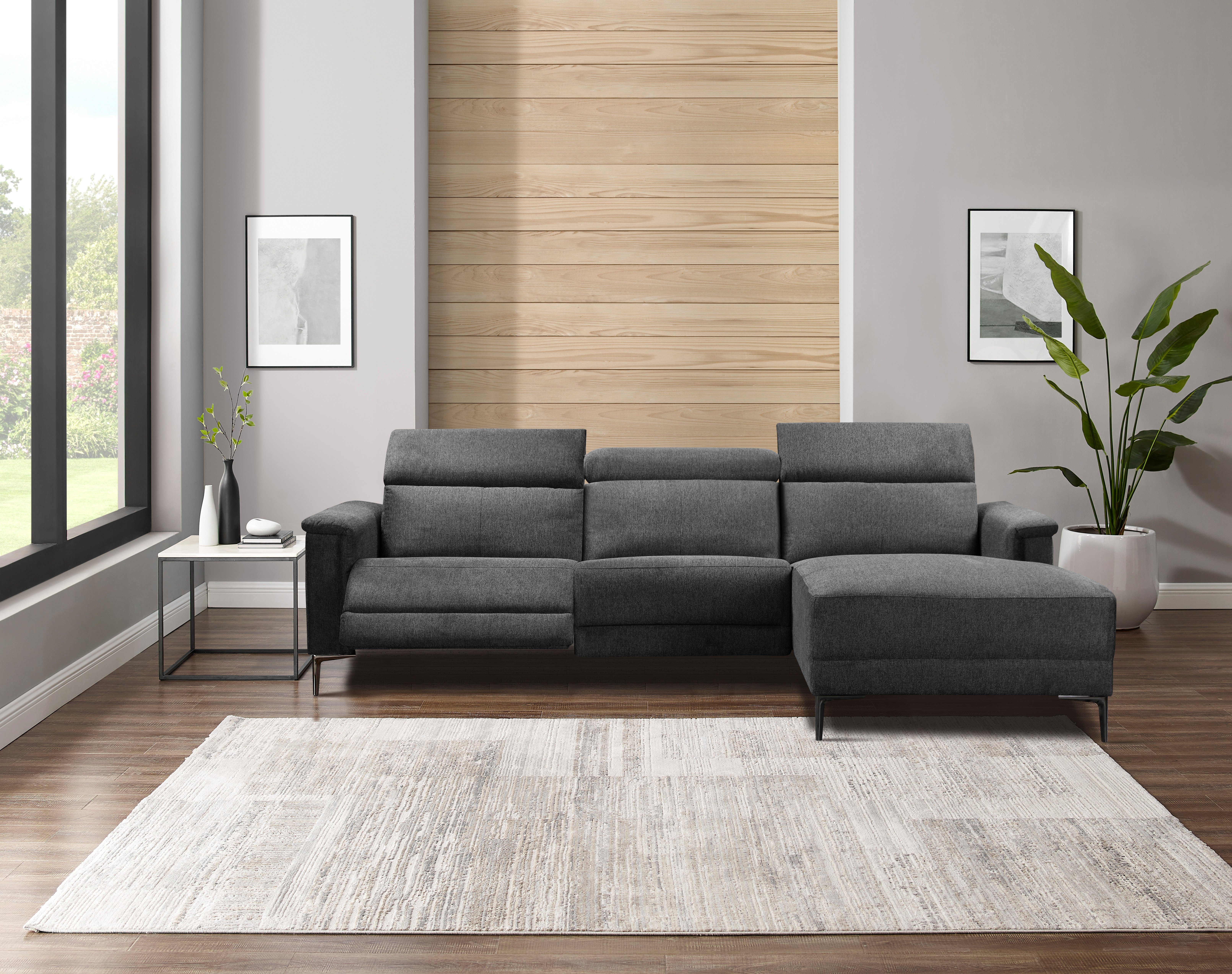 Places of Style Hoekbank Lund, L-vorm, 261 cm, handmatige of elektrische relaxfunctie (met USB-A)